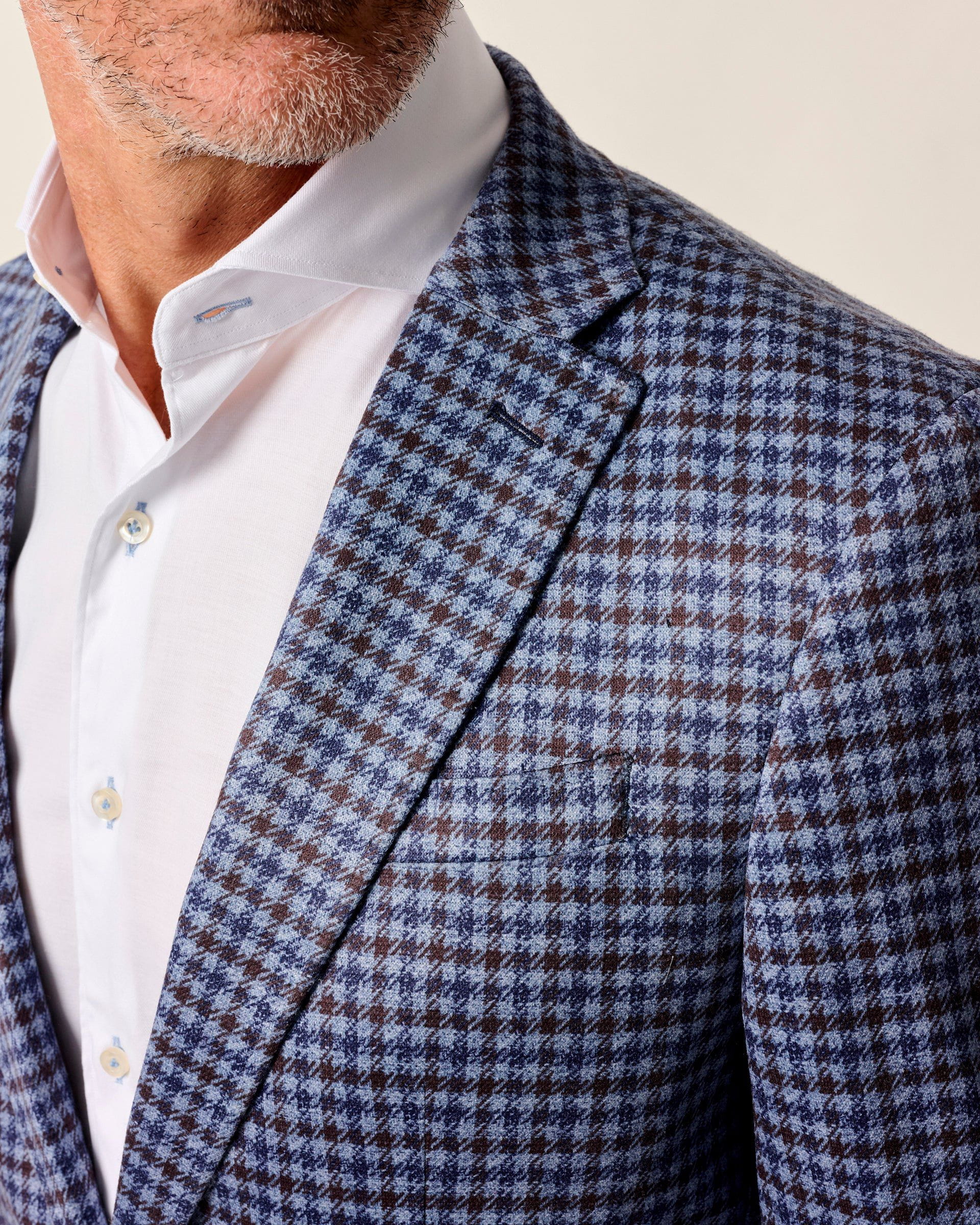 Johnnie-O Thayer Top Shelf Houndstooth Knit Sport Coat, Laguna Blue