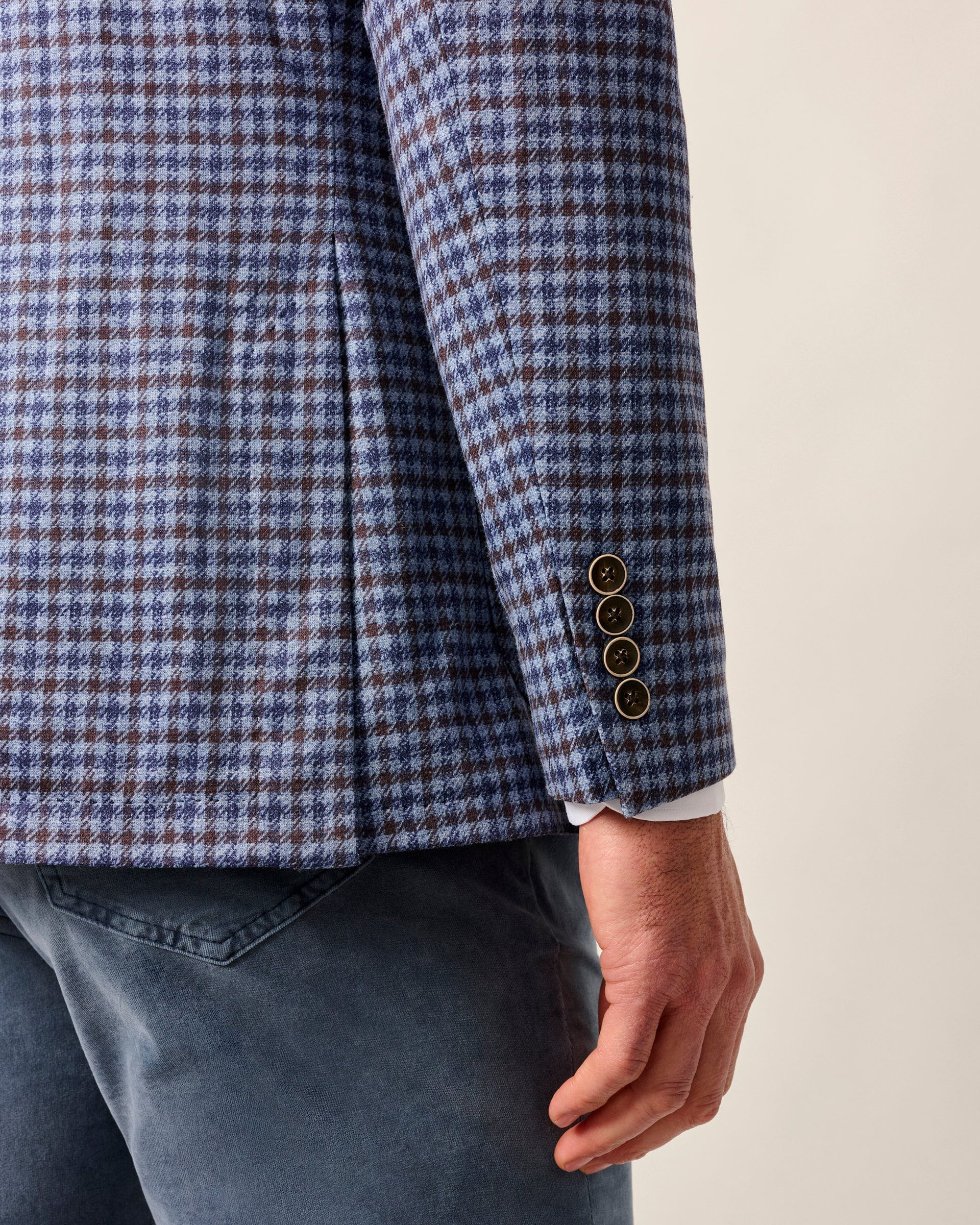 Johnnie-O Thayer Top Shelf Houndstooth Knit Sport Coat, Laguna Blue