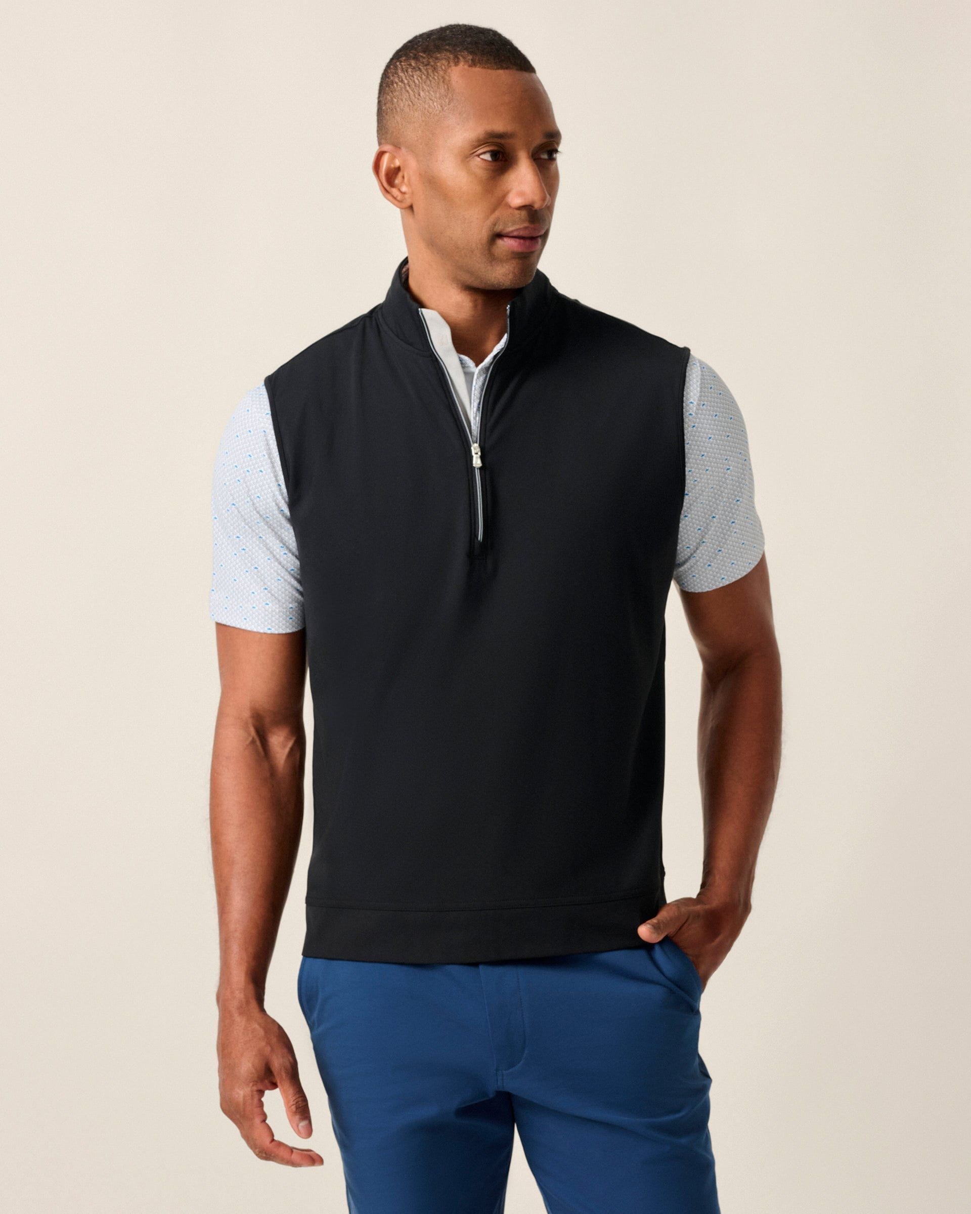 Johnnie-O The Motion 1/4 Zip Performance Vest, Black