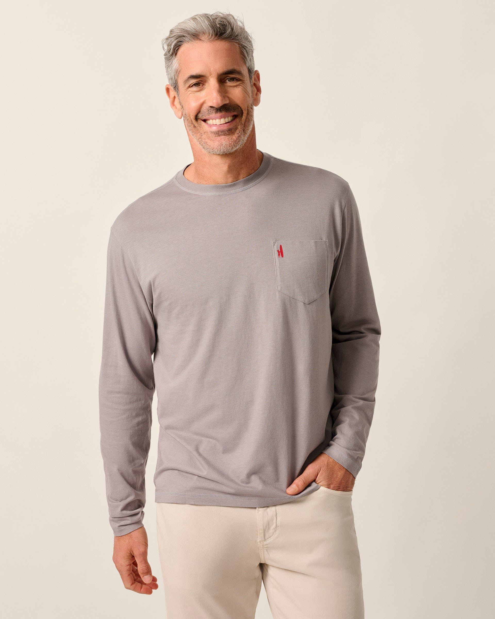Johnnie-O US Palm Long Sleeve Pocket T-Shirt, Steel