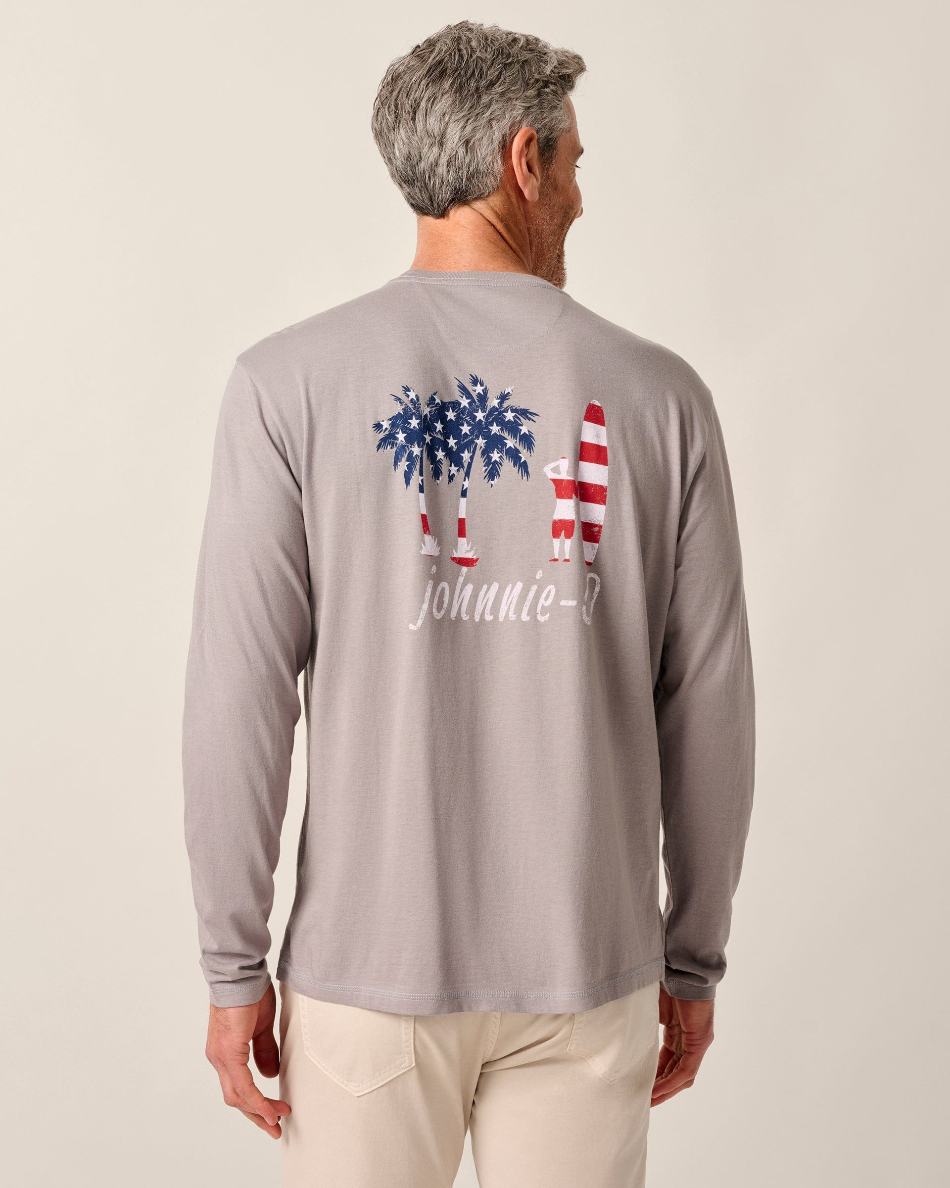 Johnnie-O US Palm Long Sleeve Pocket T-Shirt, Steel