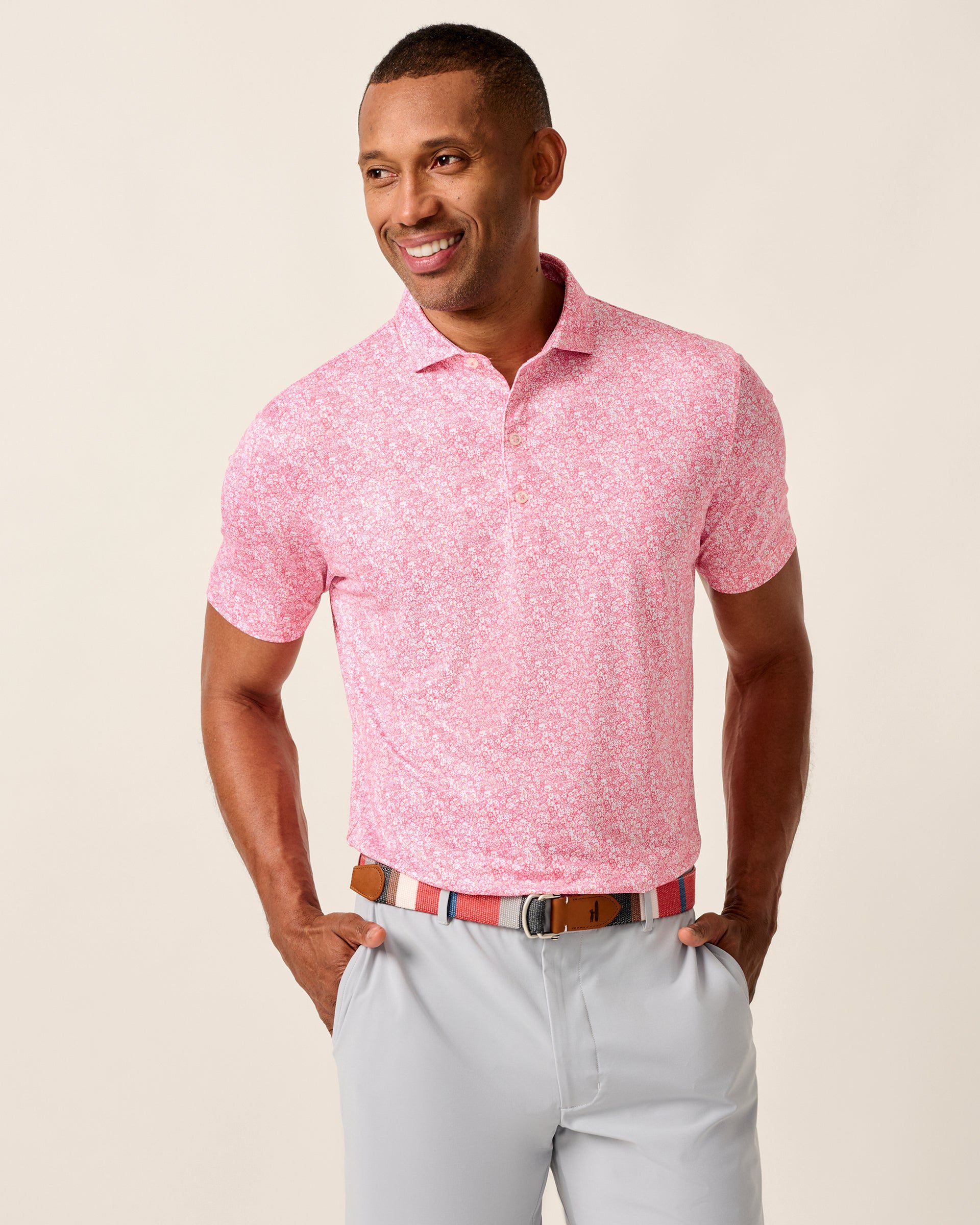 Johnnie-O Performance Jersey Polo - Wildflower, Azalea