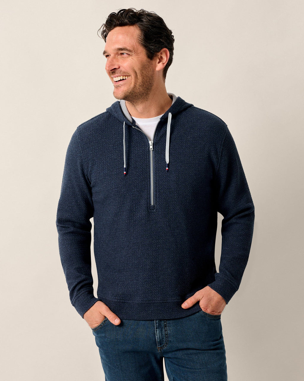Johnnie-O Zoeller Ripple Knit 1/4 Zip Popover Hoodie