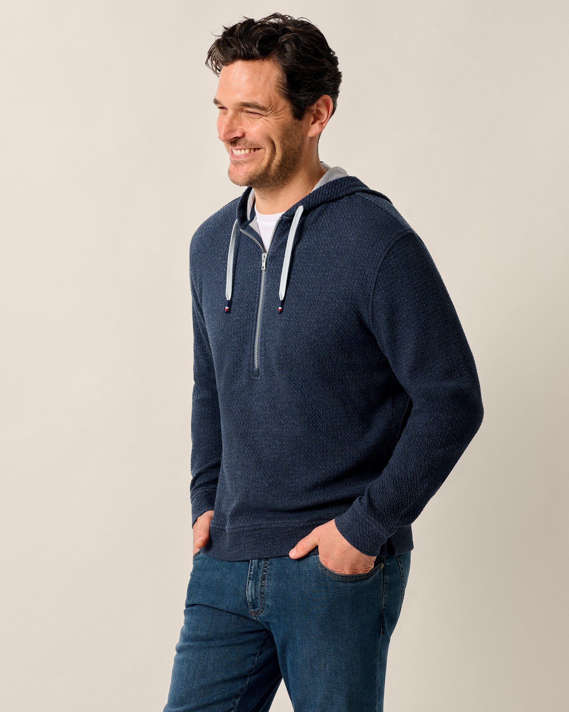 Johnnie-O Zoeller Ripple Knit 1/4 Zip Popover Hoodie