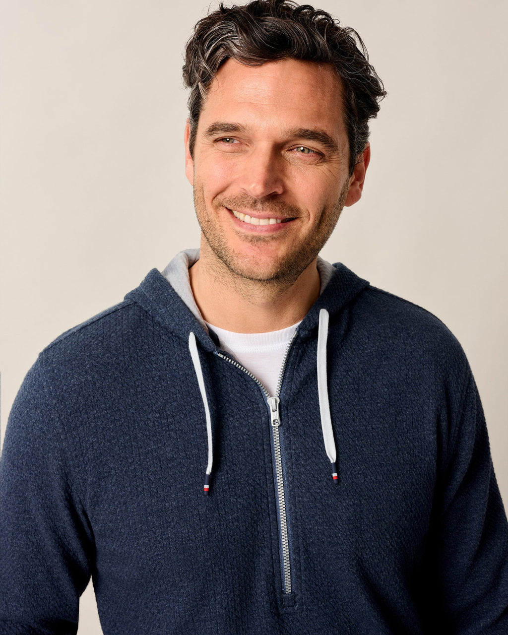 Johnnie-O Zoeller Ripple Knit 1/4 Zip Popover Hoodie