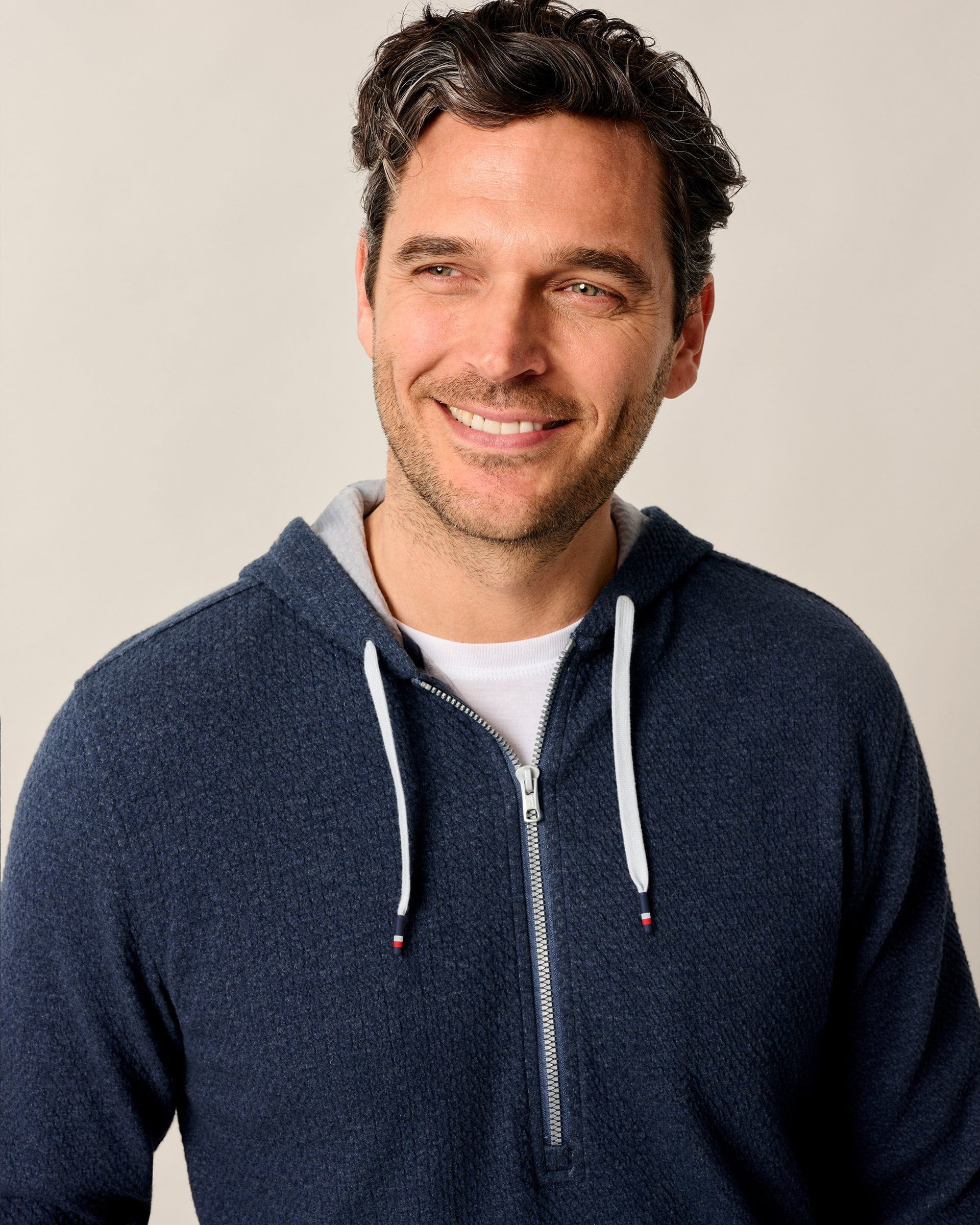 Johnnie-O Zoeller Ripple Knit 1/4 Zip Popover Hoodie
