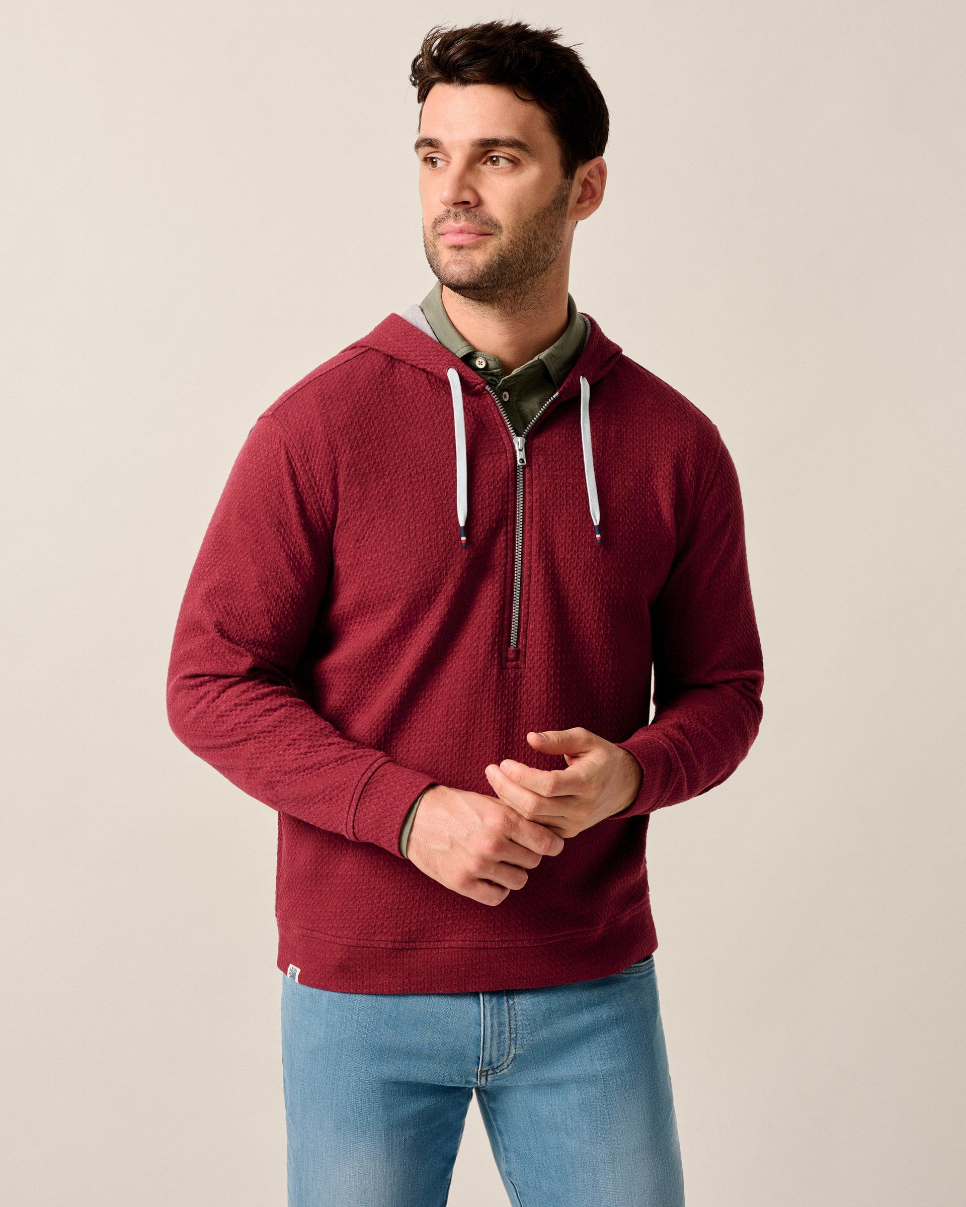 Johnnie-O Zoeller Ripple Knit 1/4 Zip Popover Hoodie