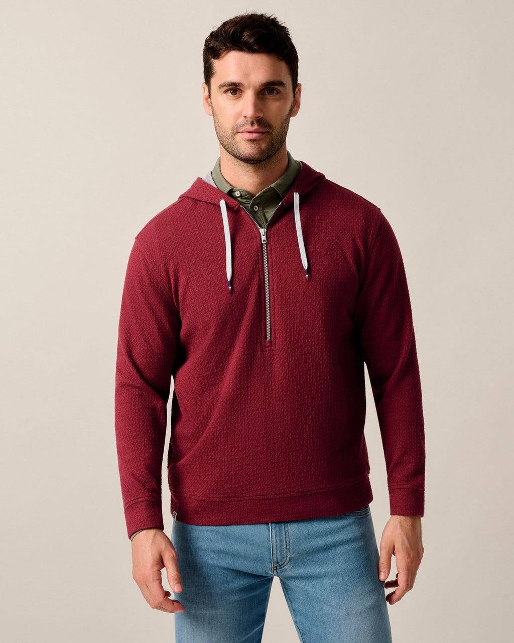 Johnnie-O Zoeller Ripple Knit 1/4 Zip Popover Hoodie