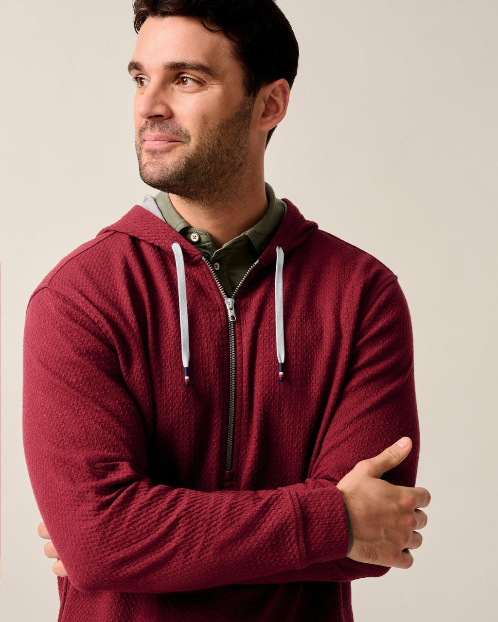 Johnnie-O Zoeller Ripple Knit 1/4 Zip Popover Hoodie
