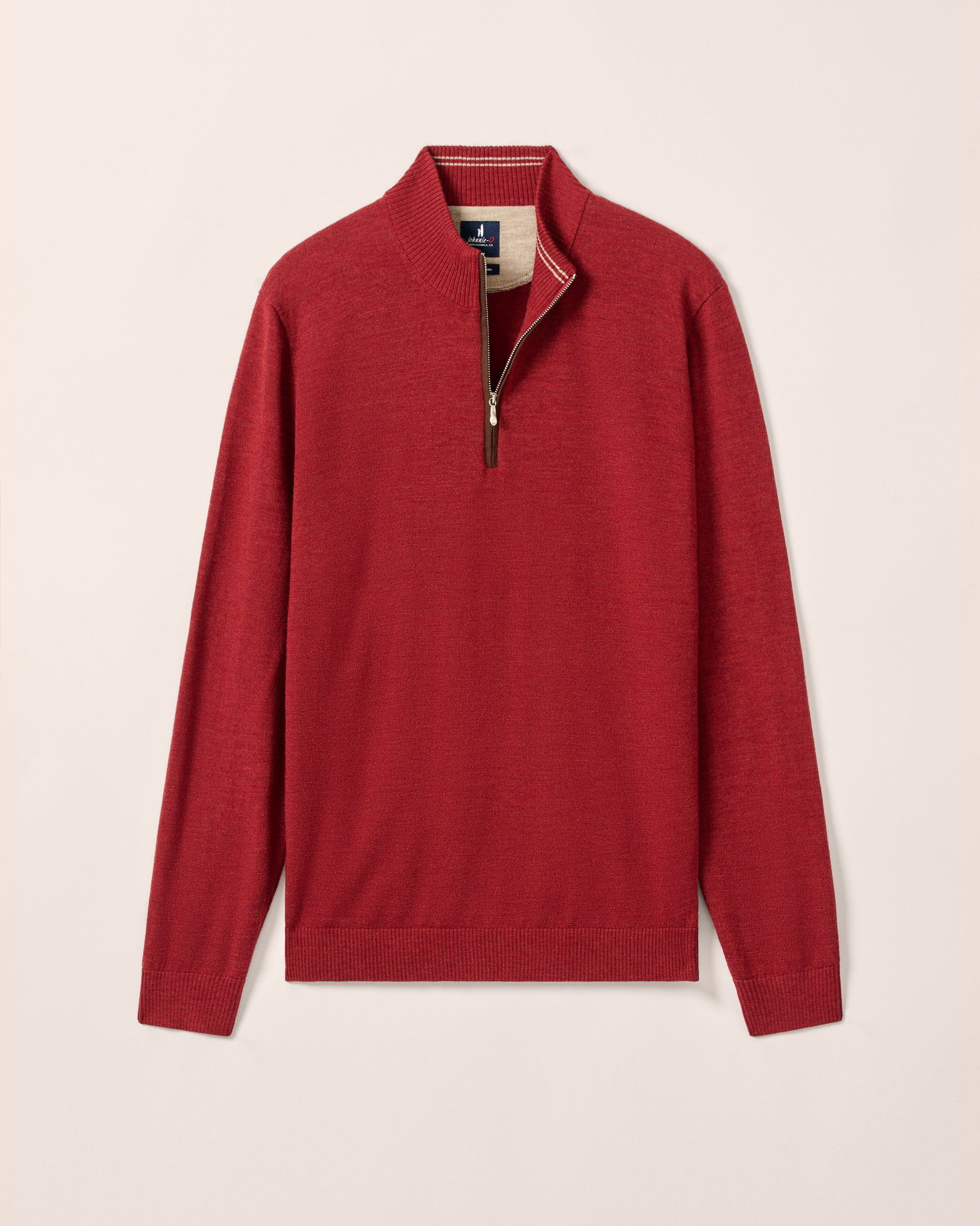 Johnnie-O Raynor Merino 1/4 Zip Sweater, Cinnamon