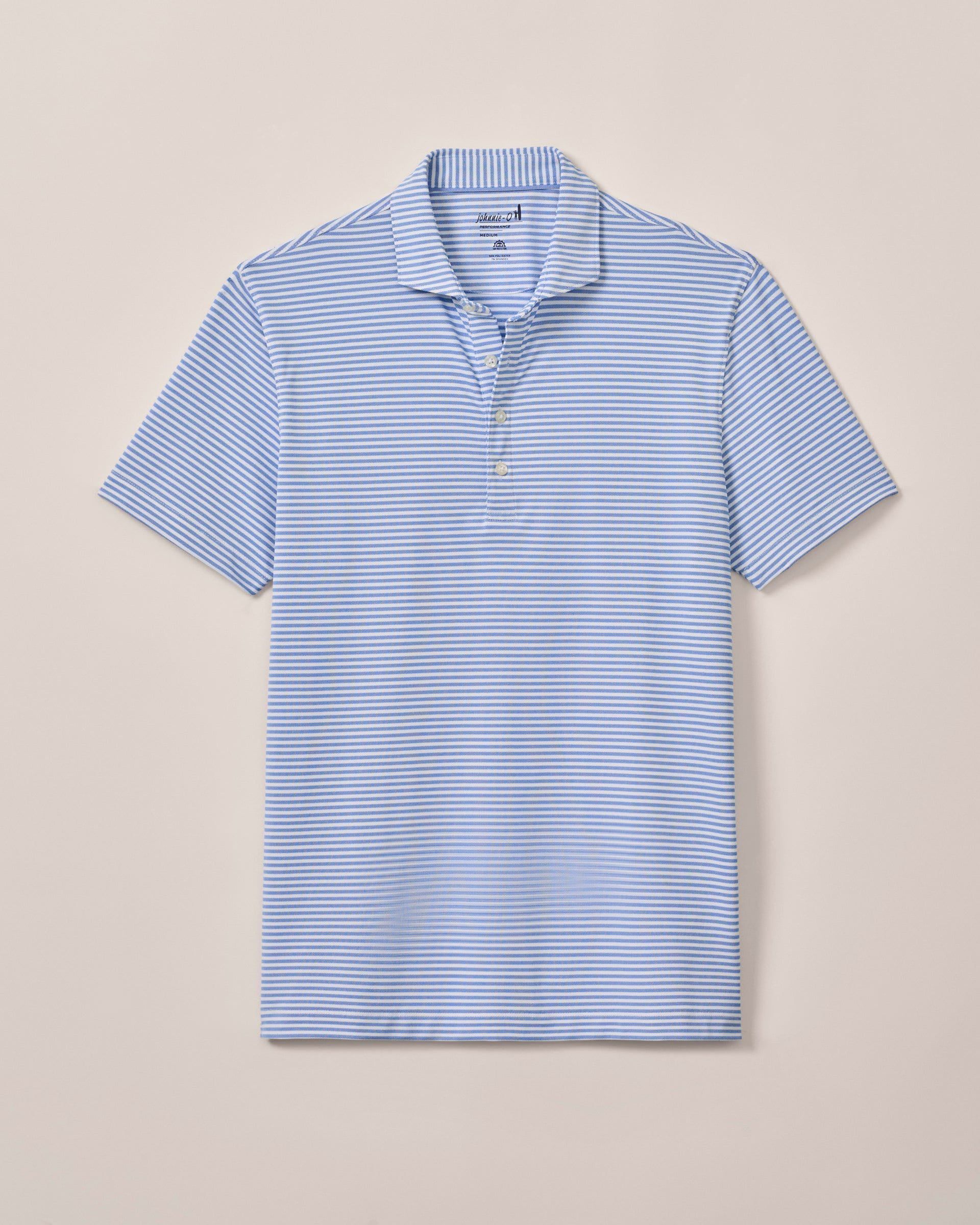 Johnnie-O Performance Mesh Polo - Stetson Stripe, Palisades Blue