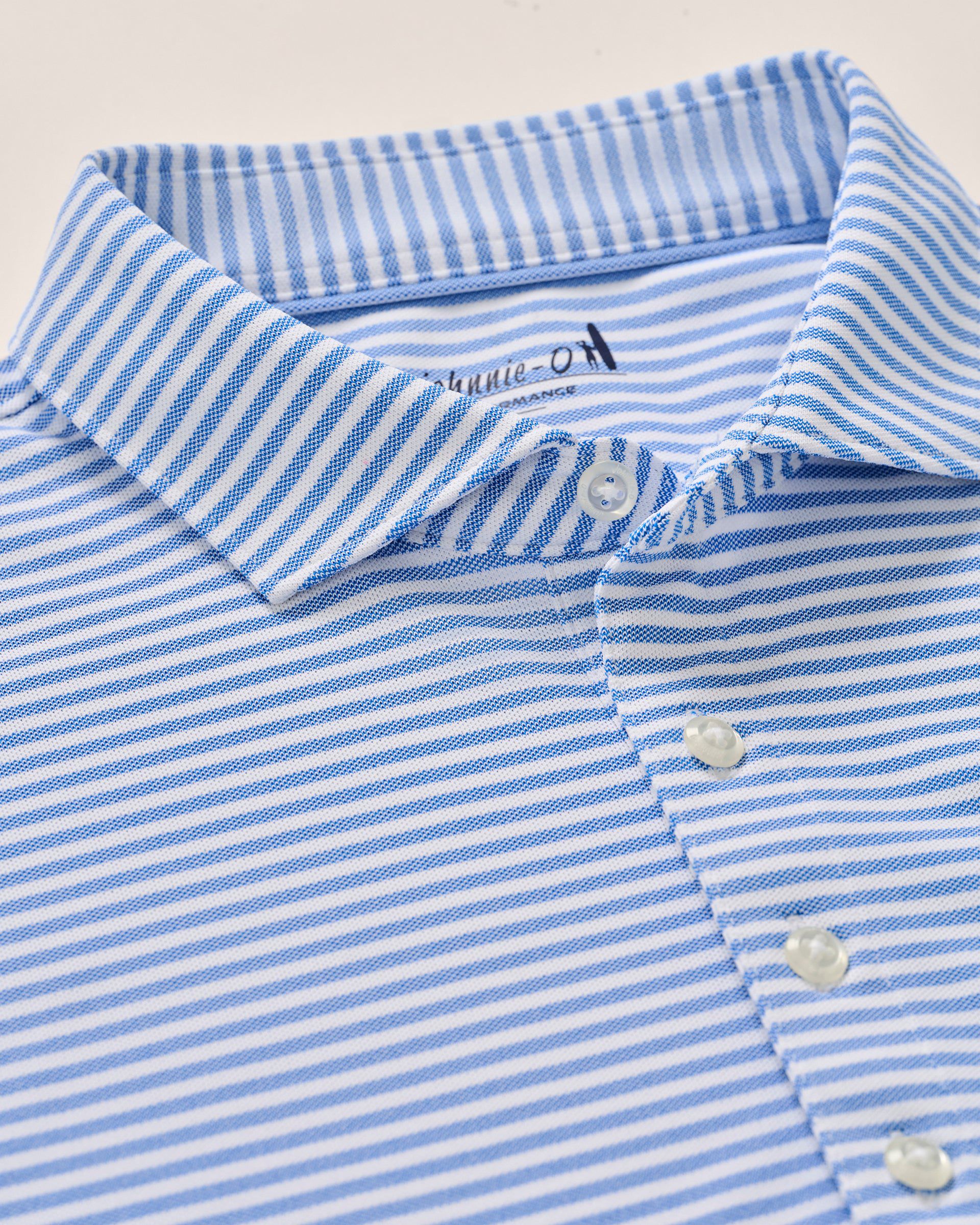 Johnnie-O Performance Mesh Polo - Stetson Stripe, Palisades Blue