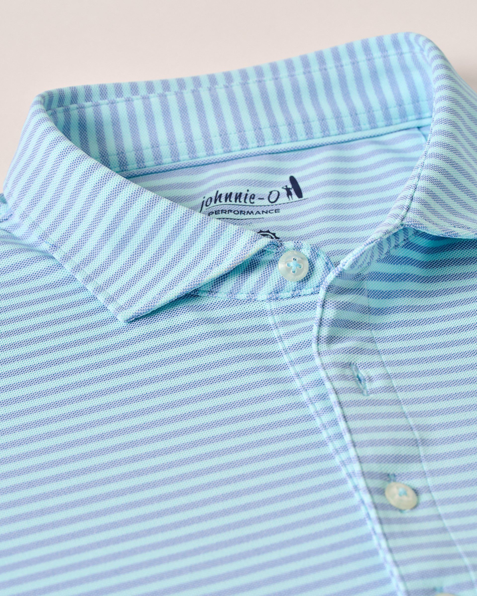 Johnnie-O Performance Mesh Polo - Stetson Stripe, Tide
