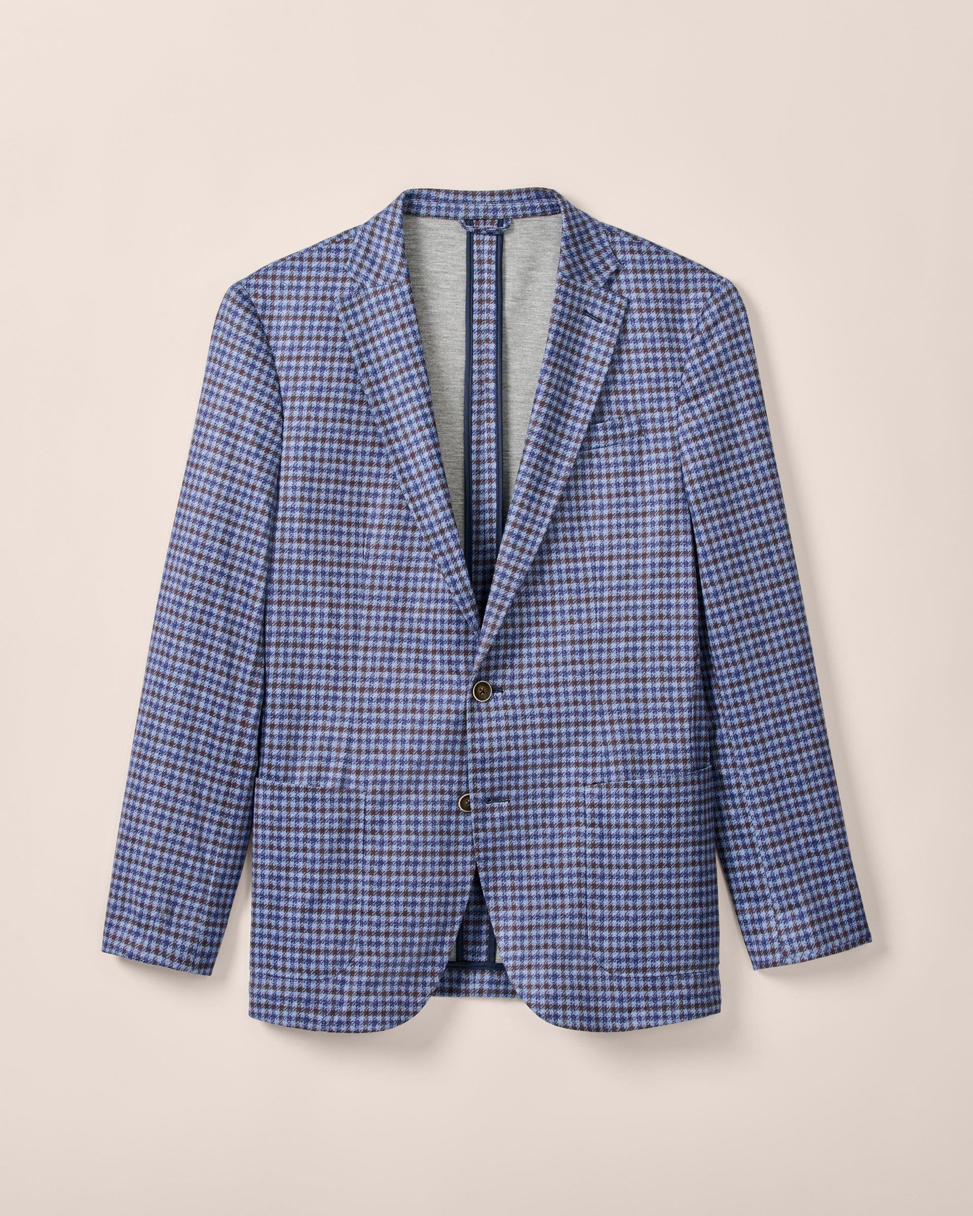 Johnnie-O Thayer Top Shelf Houndstooth Knit Sport Coat, Laguna Blue