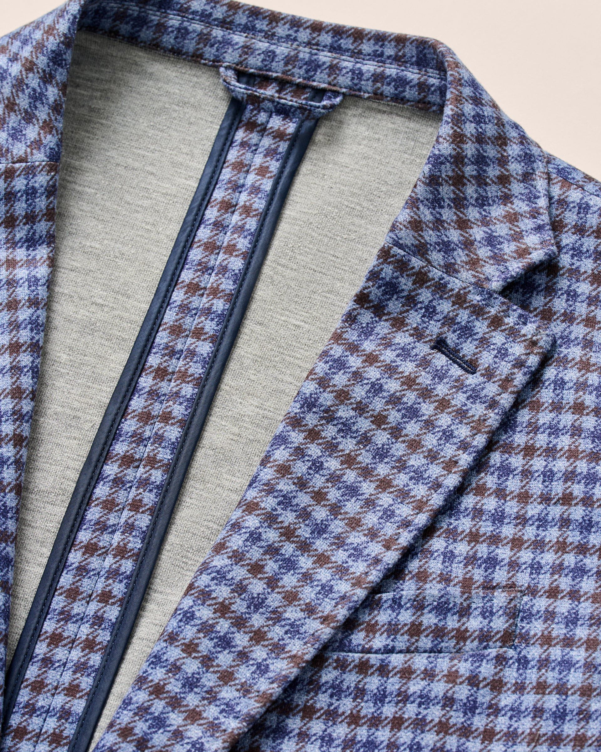 Johnnie-O Thayer Top Shelf Houndstooth Knit Sport Coat, Laguna Blue