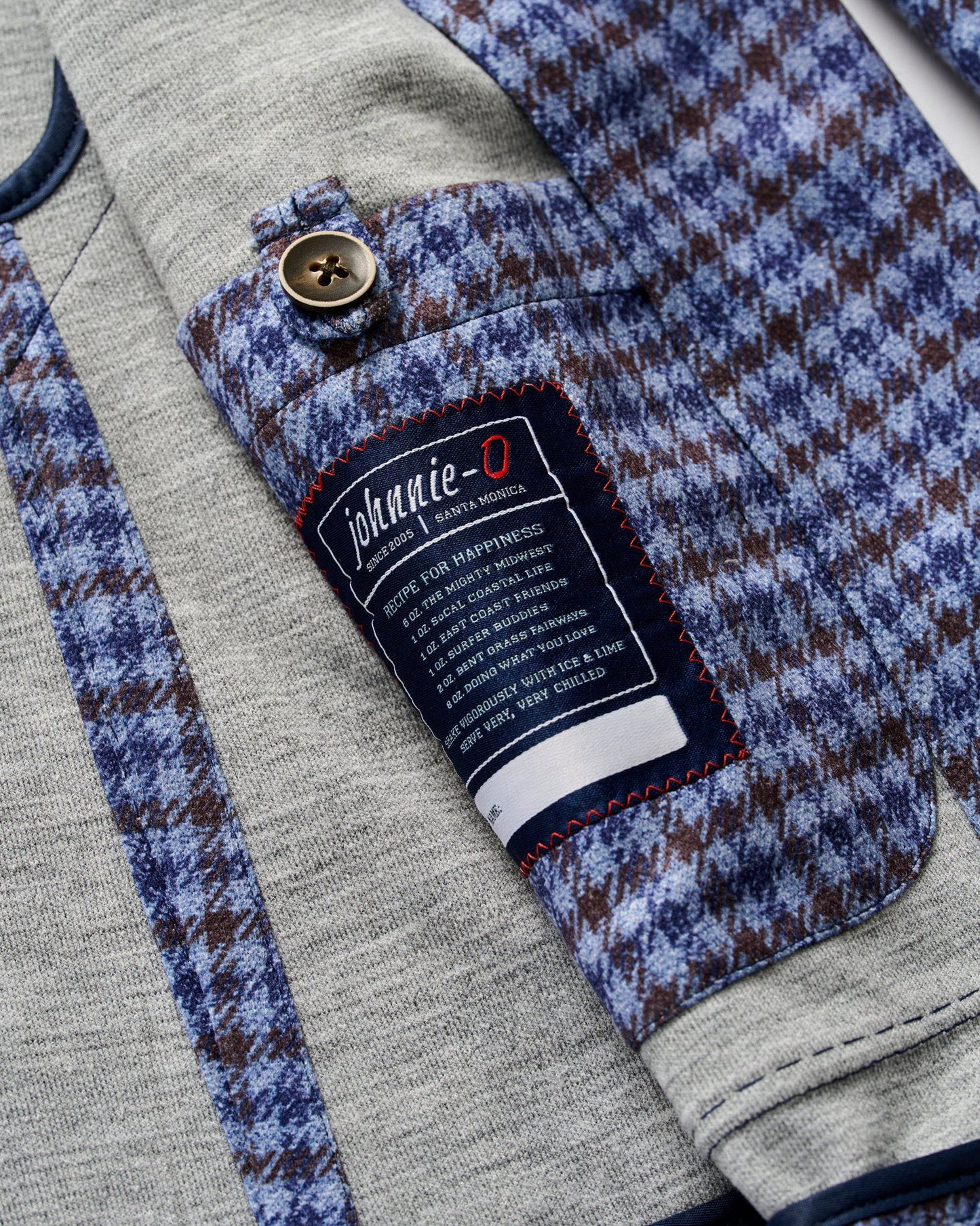 Johnnie-O Thayer Top Shelf Houndstooth Knit Sport Coat Laguna Blue