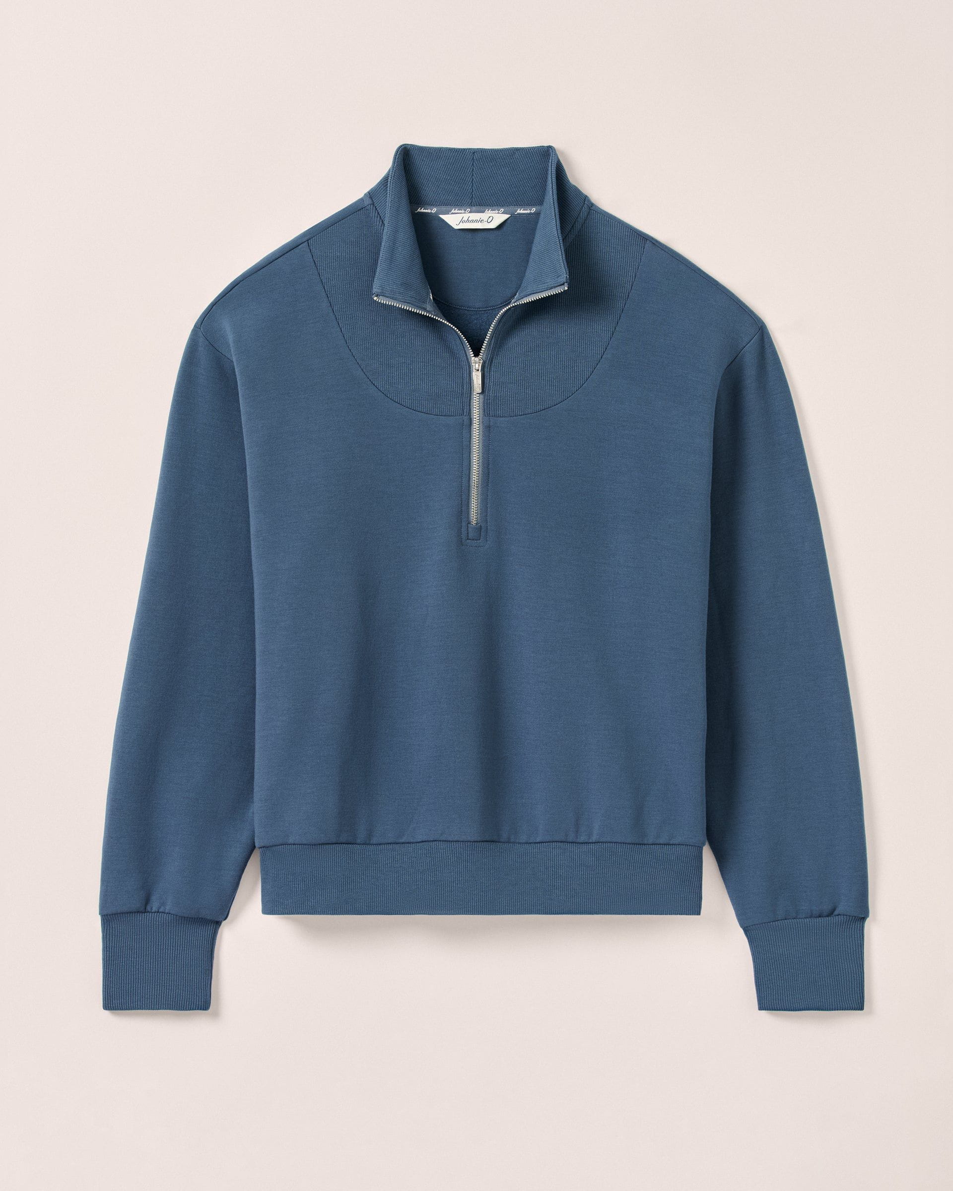 Johnnie-O Naomi Rib Knit 1/4 Zip Pullover, Bering Sea