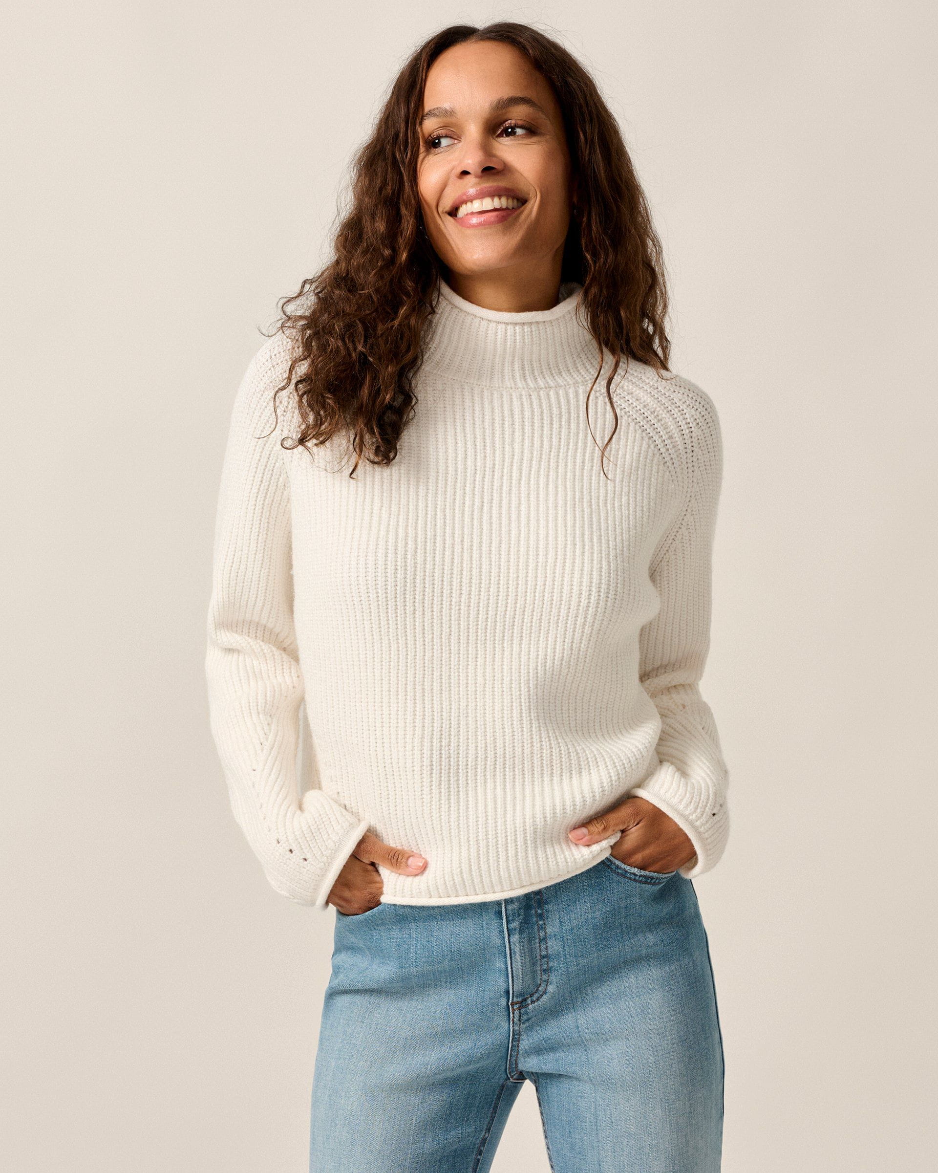 Johnnie-O Joyce Mock Neck Sweater, Vanilla