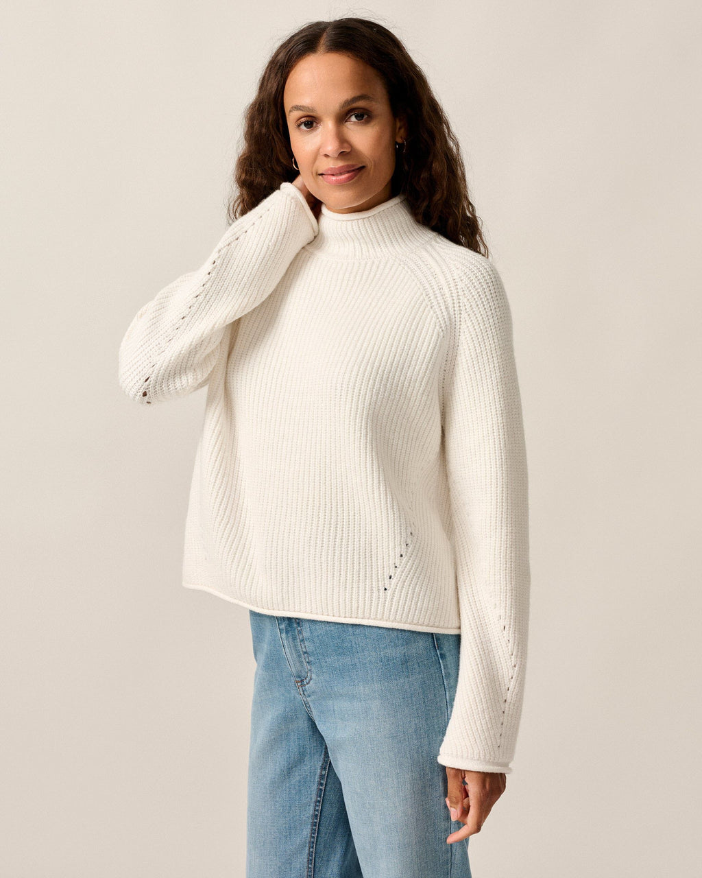 Johnnie-O Joyce Mock Neck Sweater, Vanilla