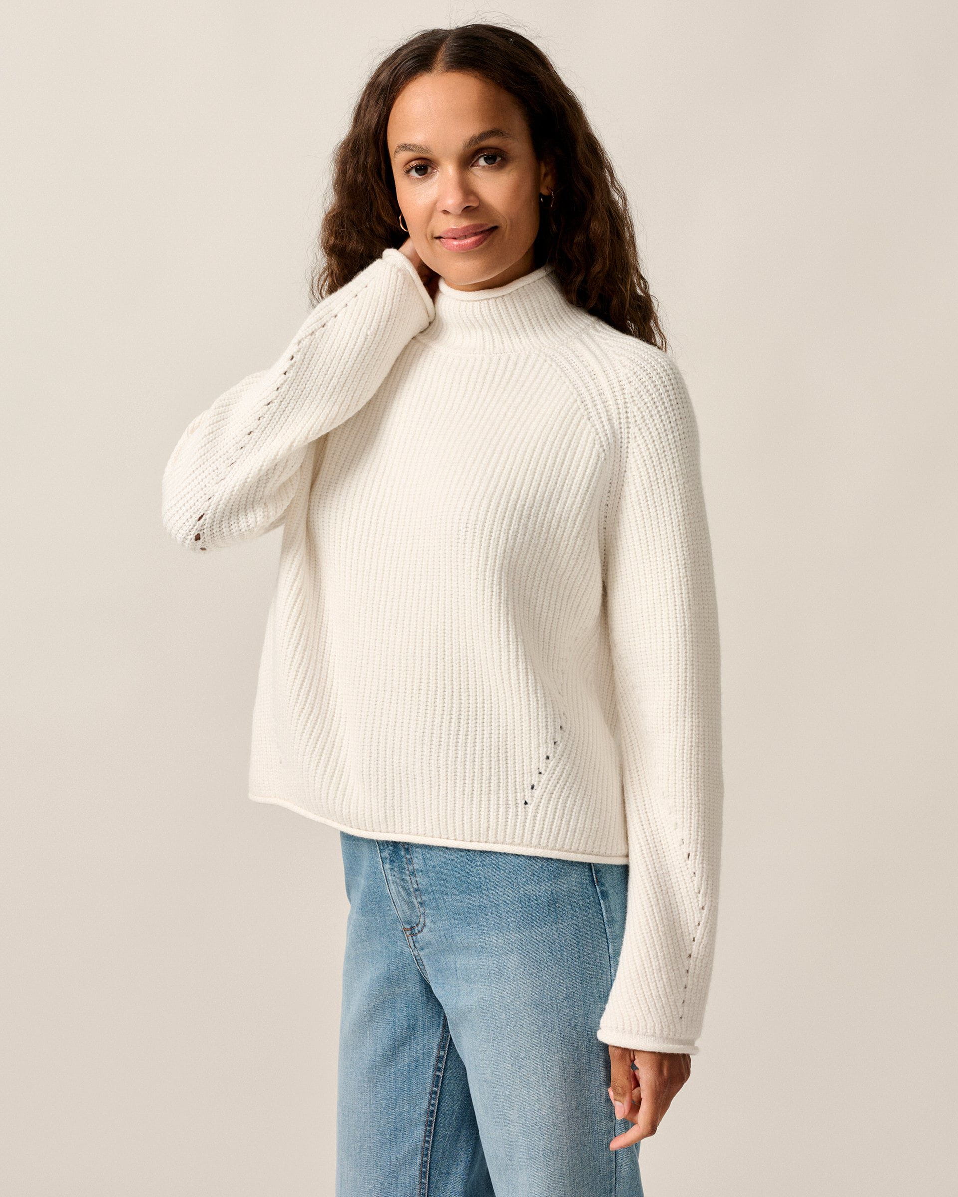 Johnnie-O Joyce Mock Neck Sweater, Vanilla