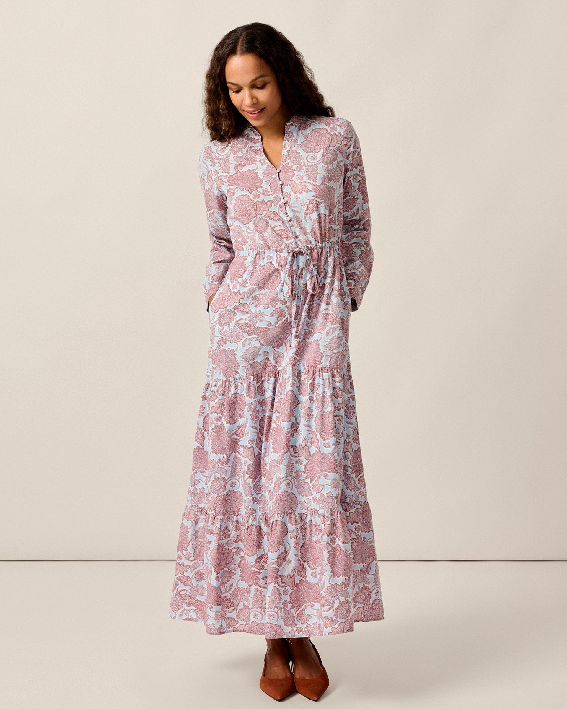 Johnnie-O Juliett Floral Cinch Waist Dress Ash Rose