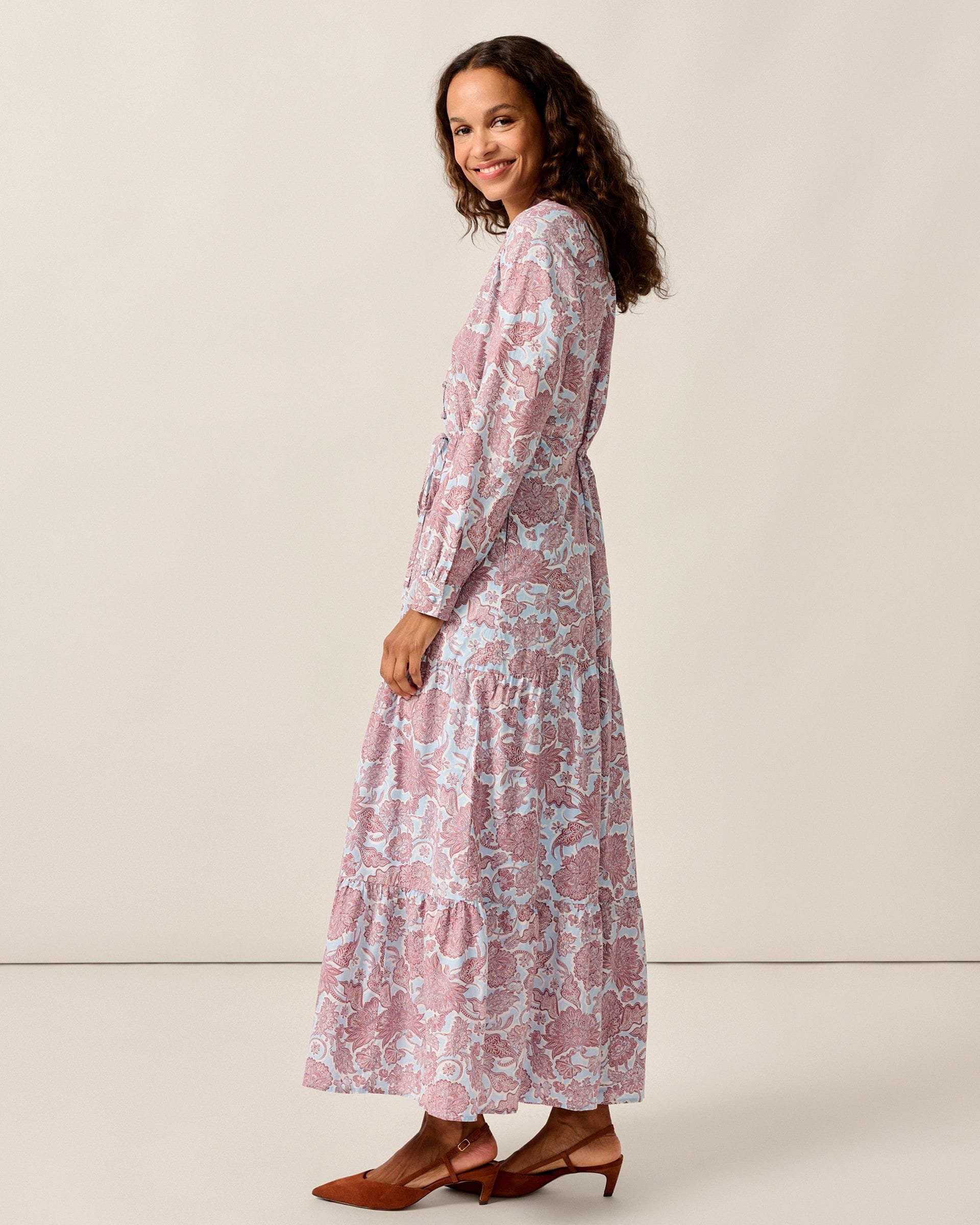 Johnnie-O Juliett Floral Cinch Waist Dress Ash Rose