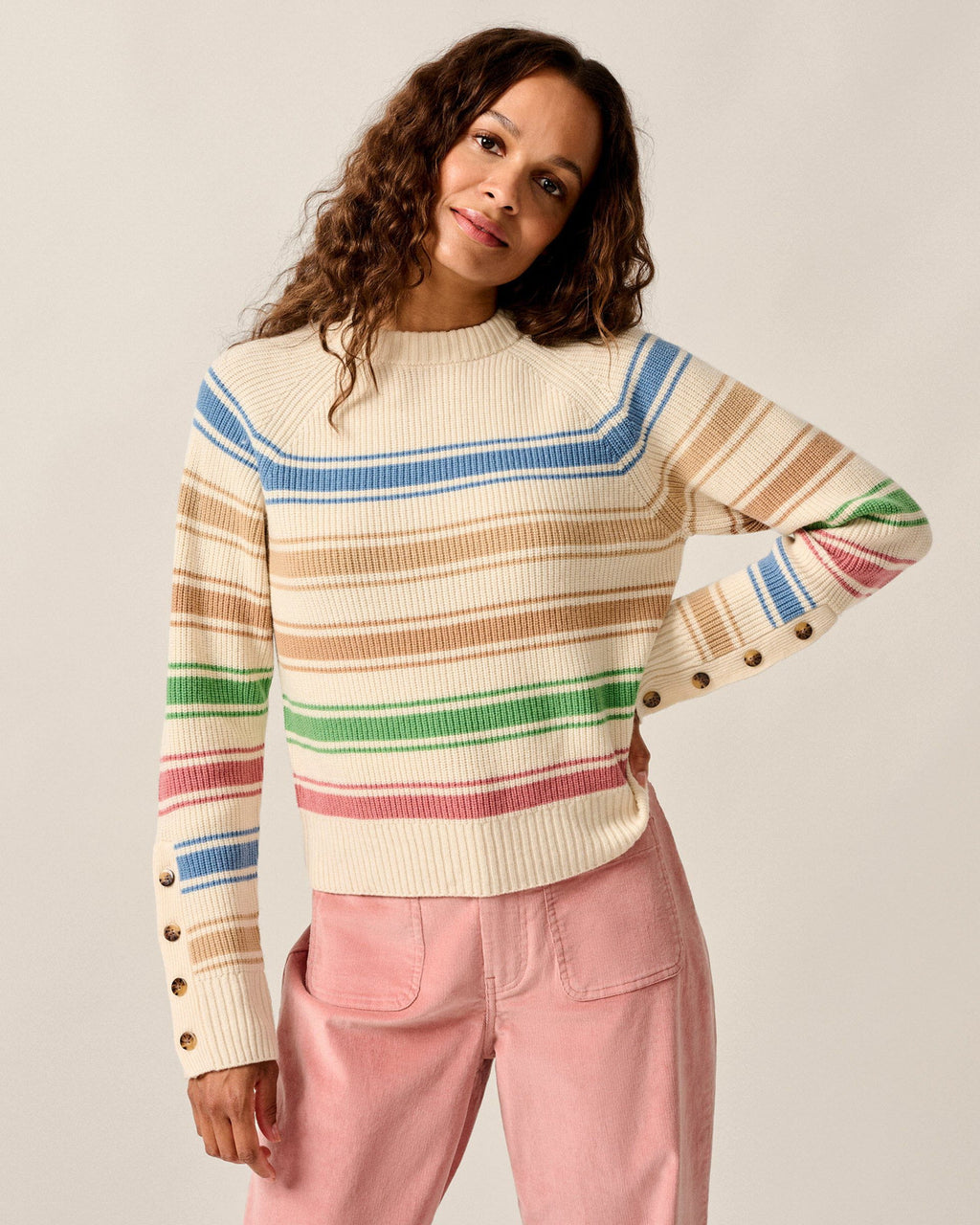 Johnnie-O Kinze Striped Crewneck Sweater Multi