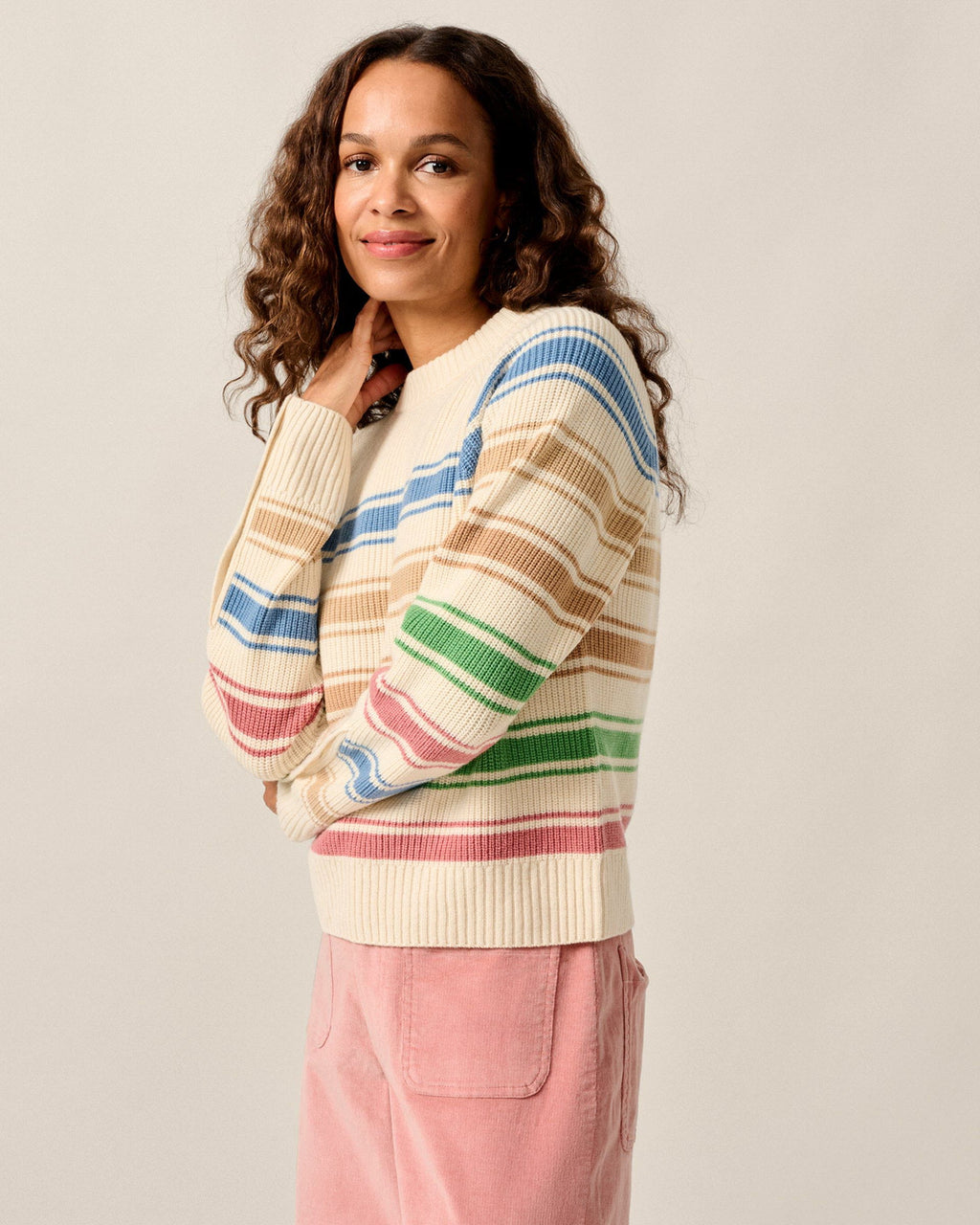 Johnnie-O Kinze Striped Crewneck Sweater Multi