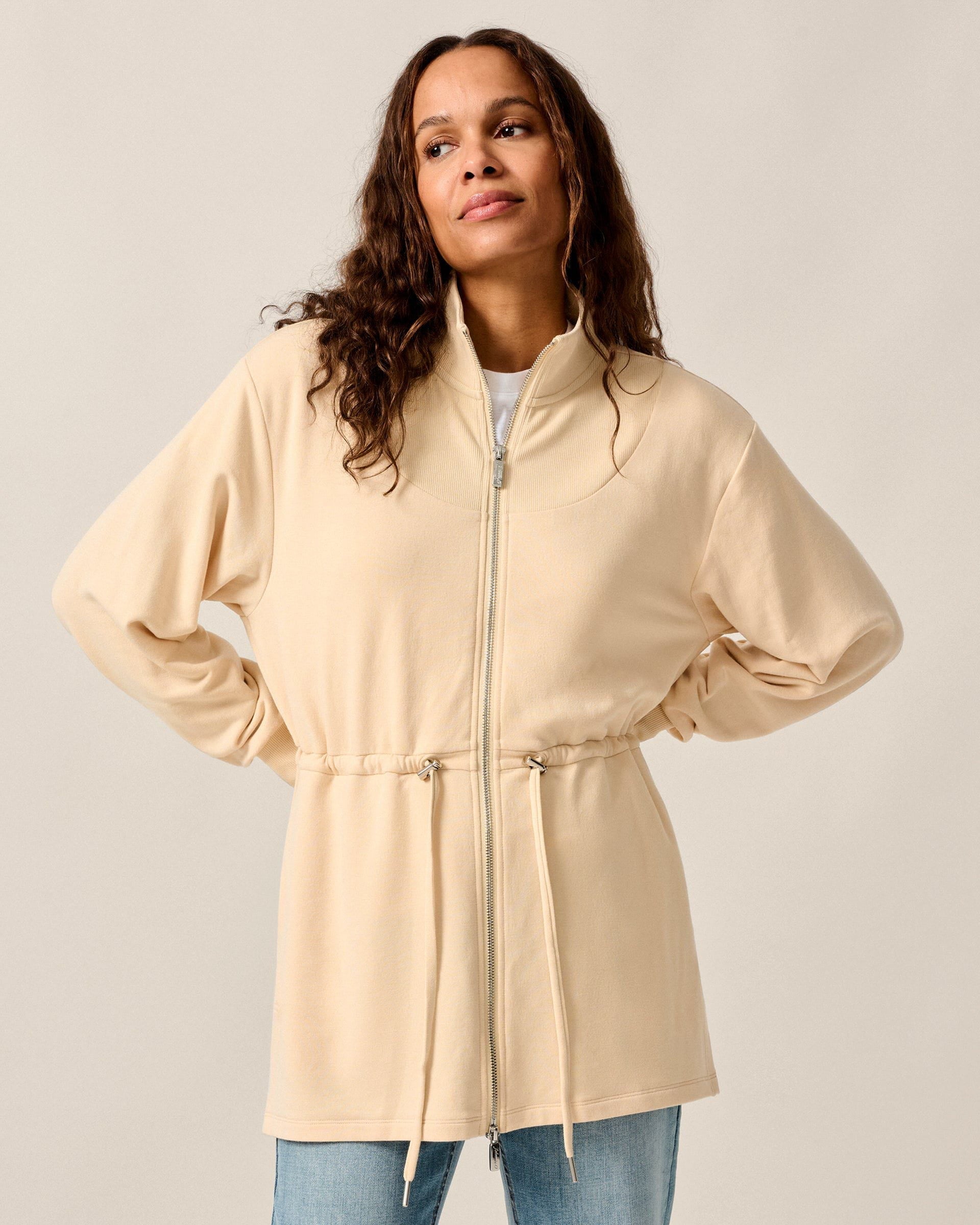 Johnnie-O Wilow Full Zip Cinch Waist Jacket, Oatmeal