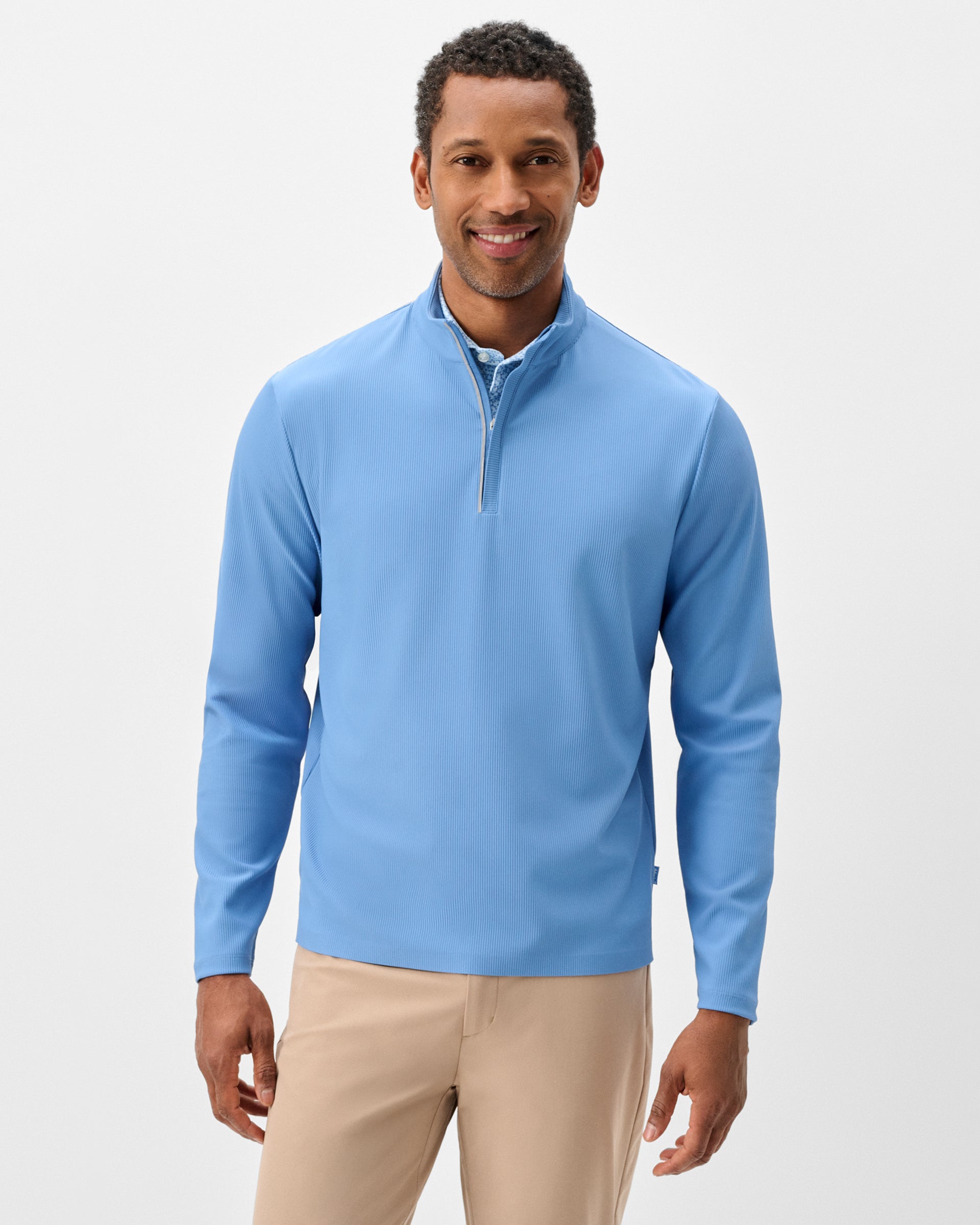 Johnnie-O Hoppin Ribbed Knit Performance 1/4 Zip Pullover
