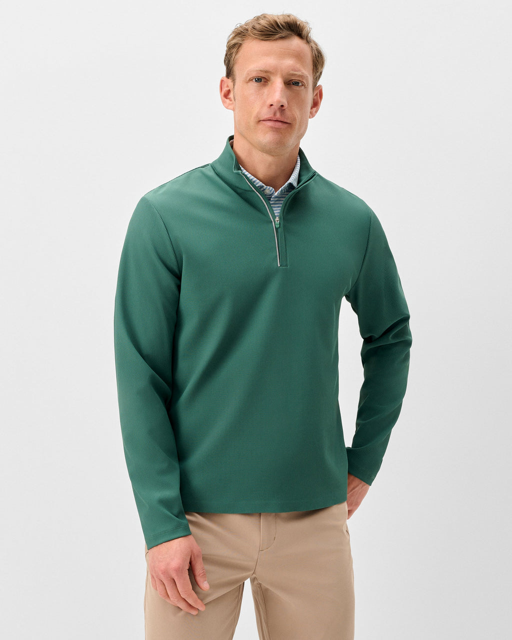 Johnnie-O Hoppin Ribbed Knit Performance 1/4 Zip Pullover