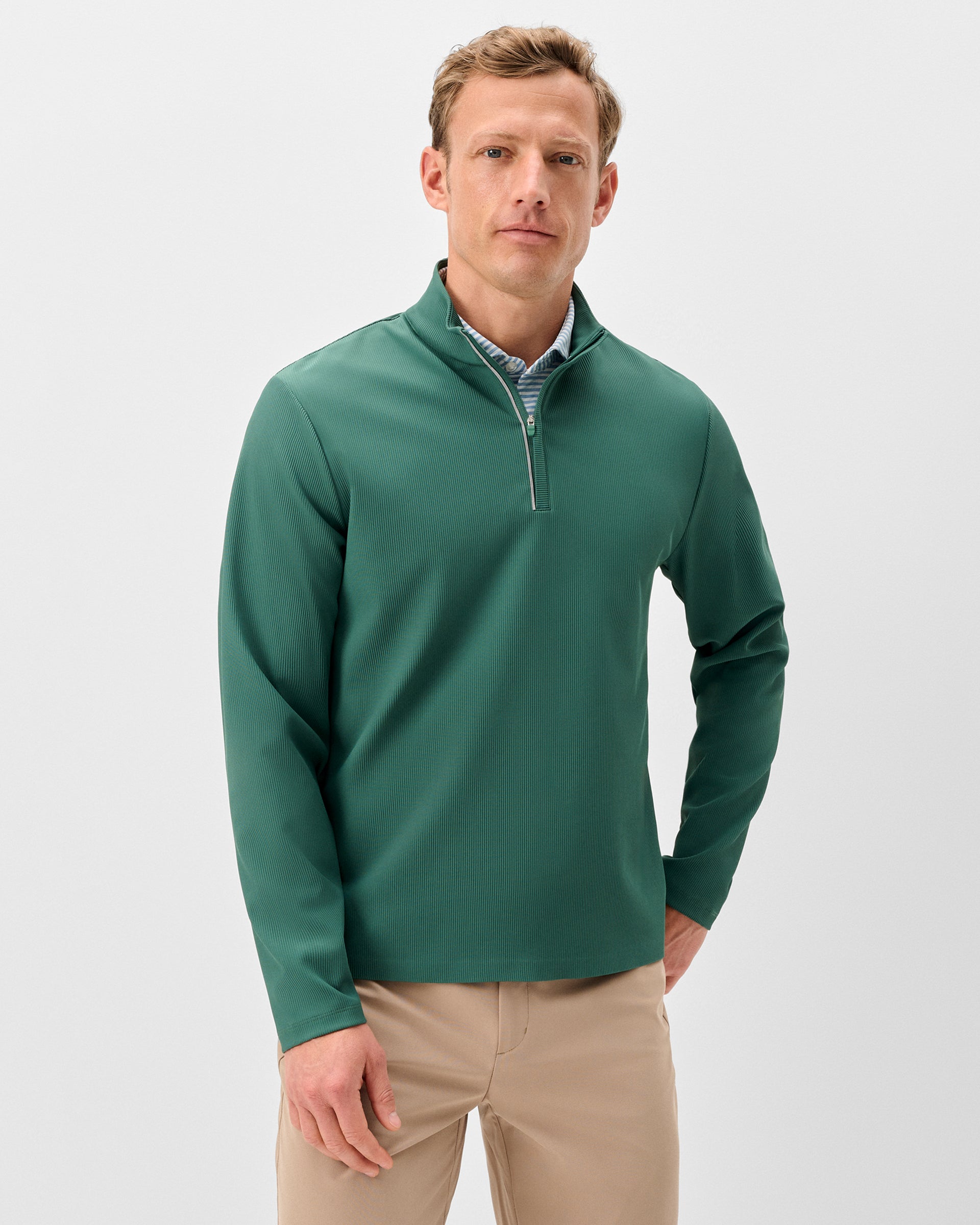 Johnnie-O Hoppin Ribbed Knit Performance 1/4 Zip Pullover
