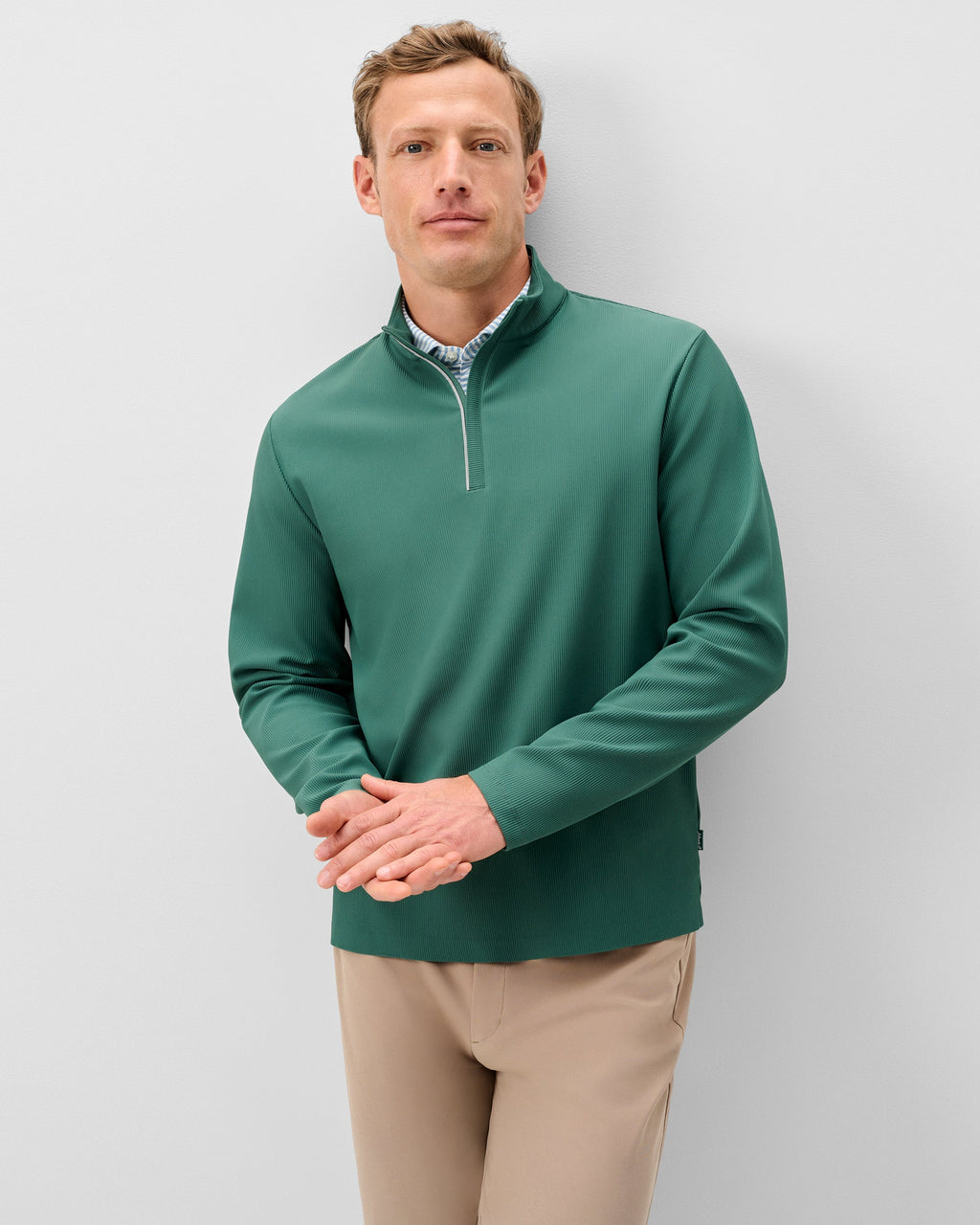 Johnnie-O Hoppin Ribbed Knit Performance 1/4 Zip Pullover