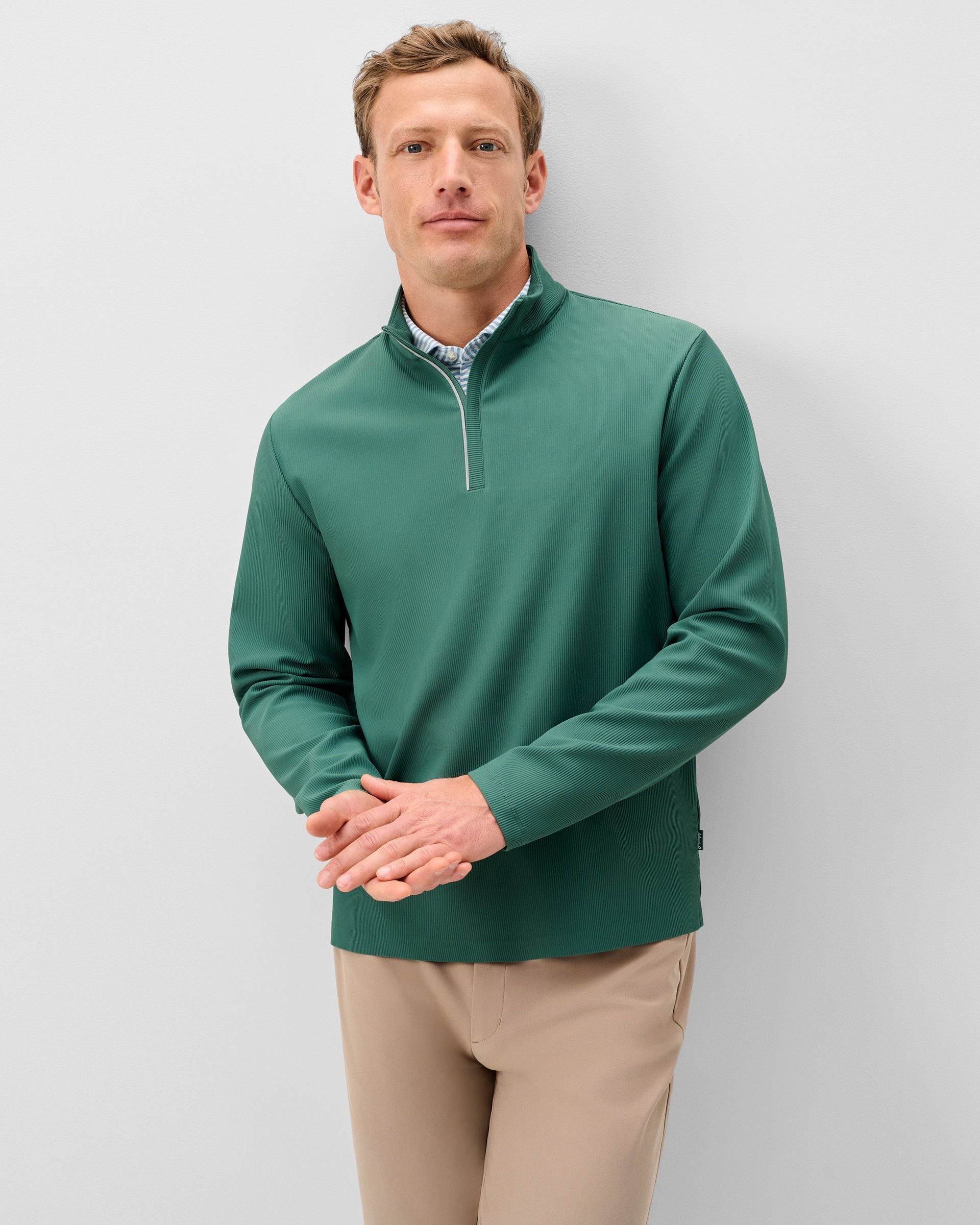Johnnie-O Hoppin Ribbed Knit Performance 1/4 Zip Pullover