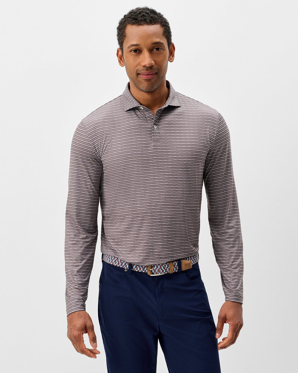 Johnnie-O Performance Featherweight Long Sleeve Polo - Track Stripe