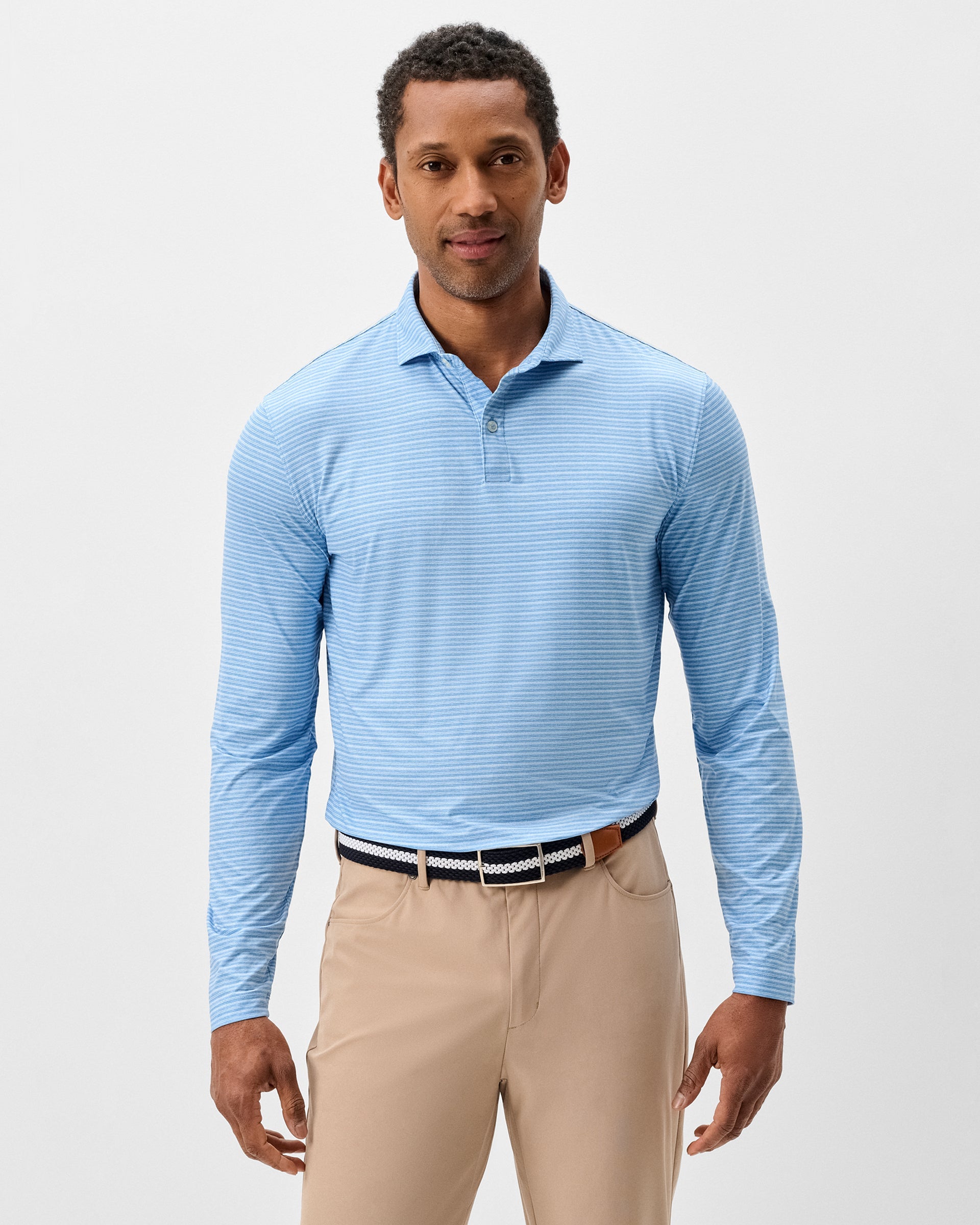 Johnnie-O Performance Featherweight Long Sleeve Polo - Track Stripe