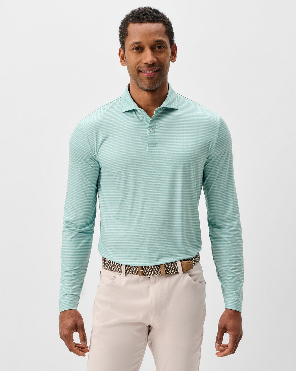 Johnnie-O Performance Featherweight Long Sleeve Polo - Track Stripe