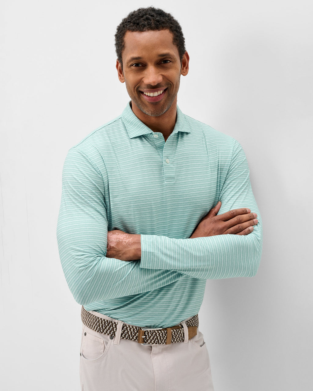 Johnnie-O Performance Featherweight Long Sleeve Polo - Track Stripe
