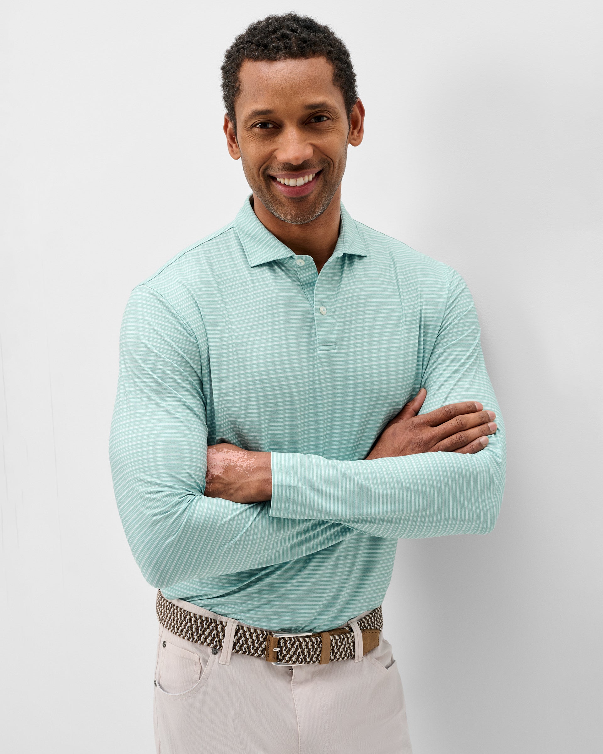 Johnnie-O Performance Featherweight Long Sleeve Polo - Track Stripe