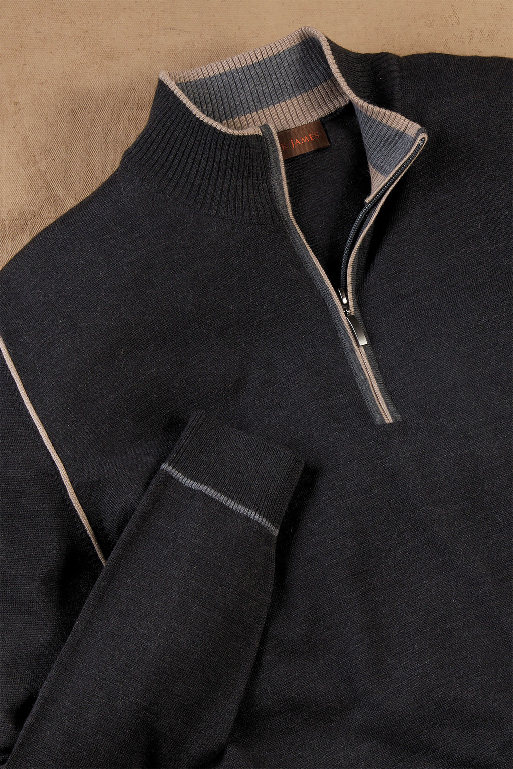Patrick James Patrick James Piping Trim Mock 1/4 Zip Sweater