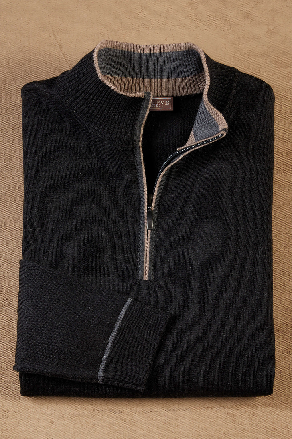 Patrick James Patrick James Piping Trim Mock 1/4 Zip Sweater