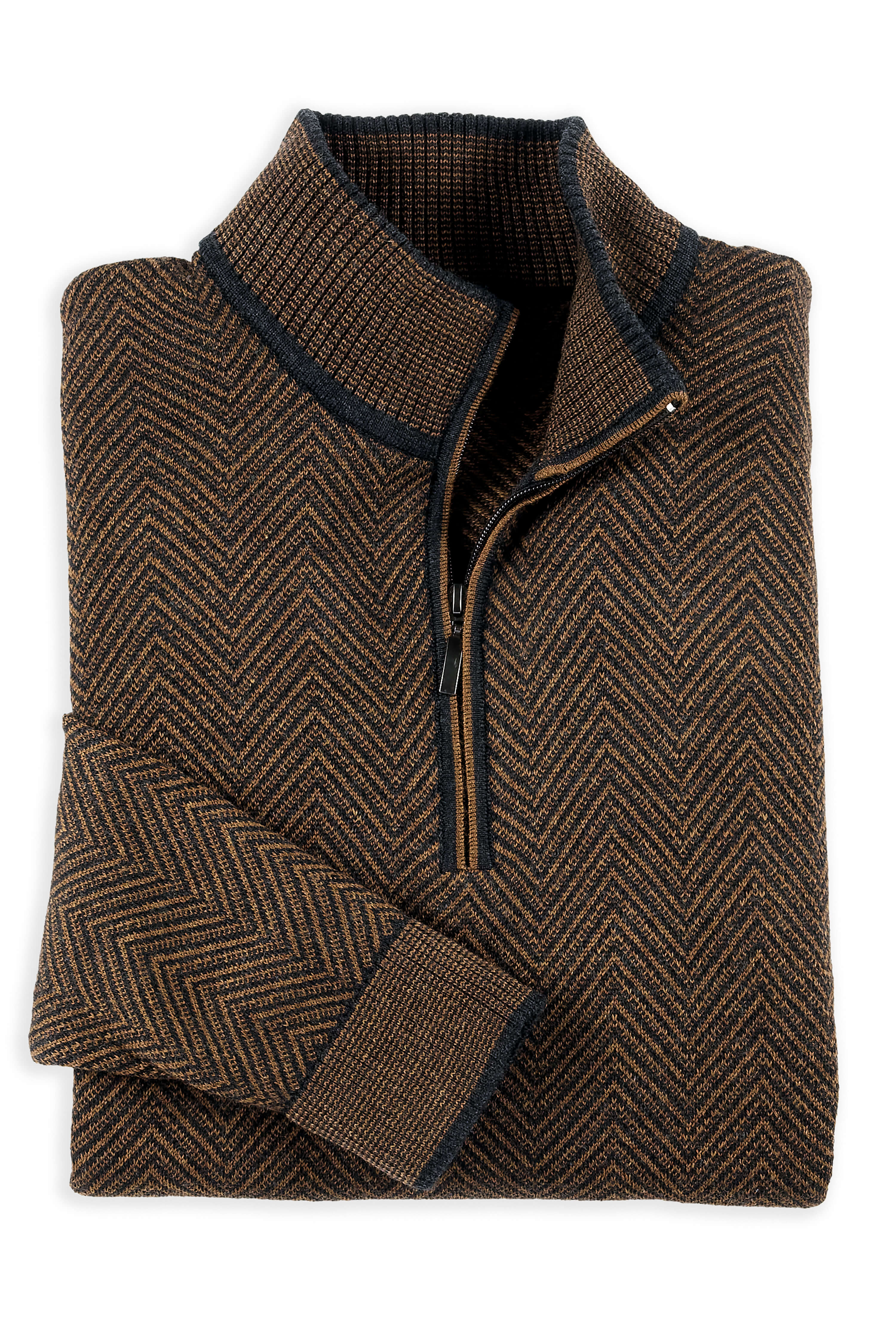 Patrick James Patrick James Wide Herringbone Mock 1/4 Zip Sweater