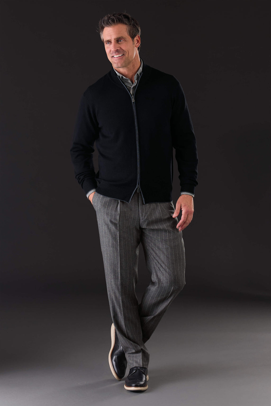 Patrick James Reserve Pleated Flannel Stripe Pant