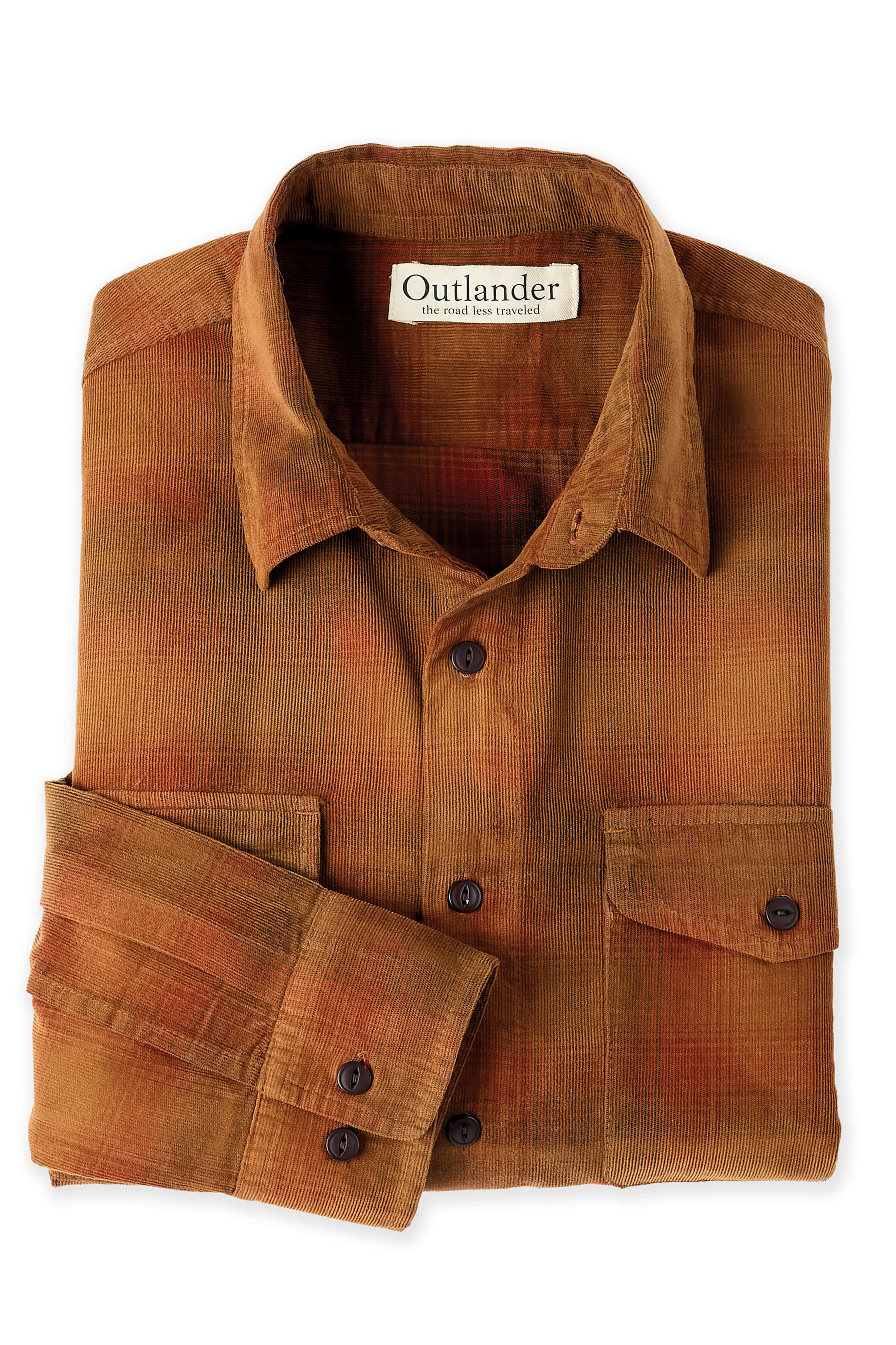 Patrick James Outlander Long Sleeve Jeremiah Baby Corduroy Vintage Plaid Shirt, Rubber