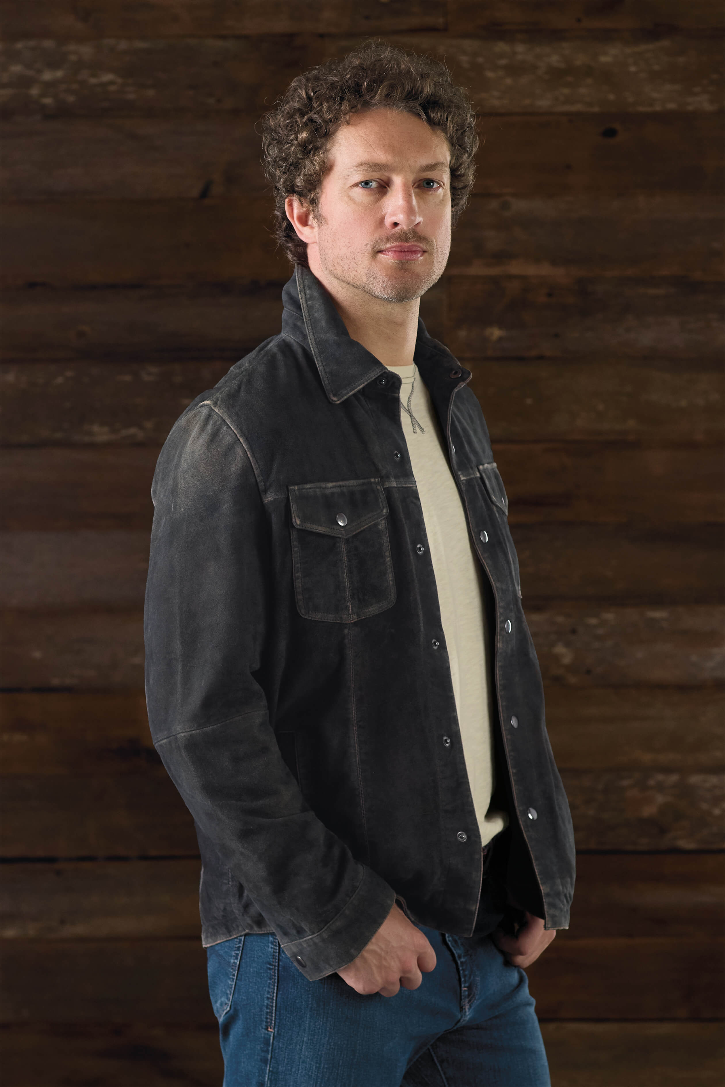 Patrick James Suede 2 Snap Flap Pockets Shirt Jacket, Charcoal
