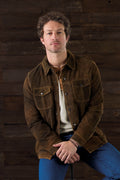 Patrick James Suede 2 Snap Flap Pockets Shirt Jacket, Rust