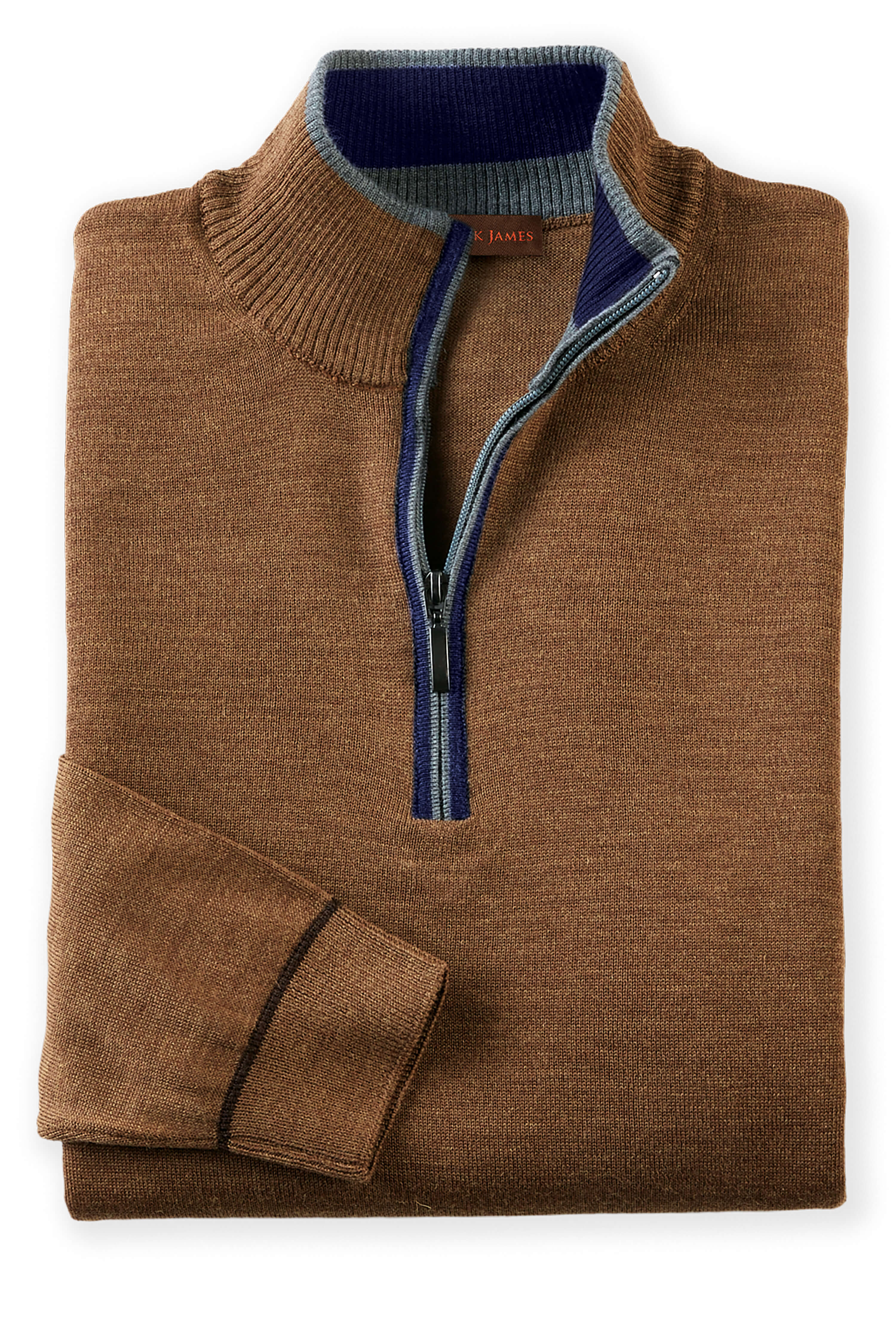 Patrick James Patrick James Piping Trim Mock 1/4 Zip Sweater