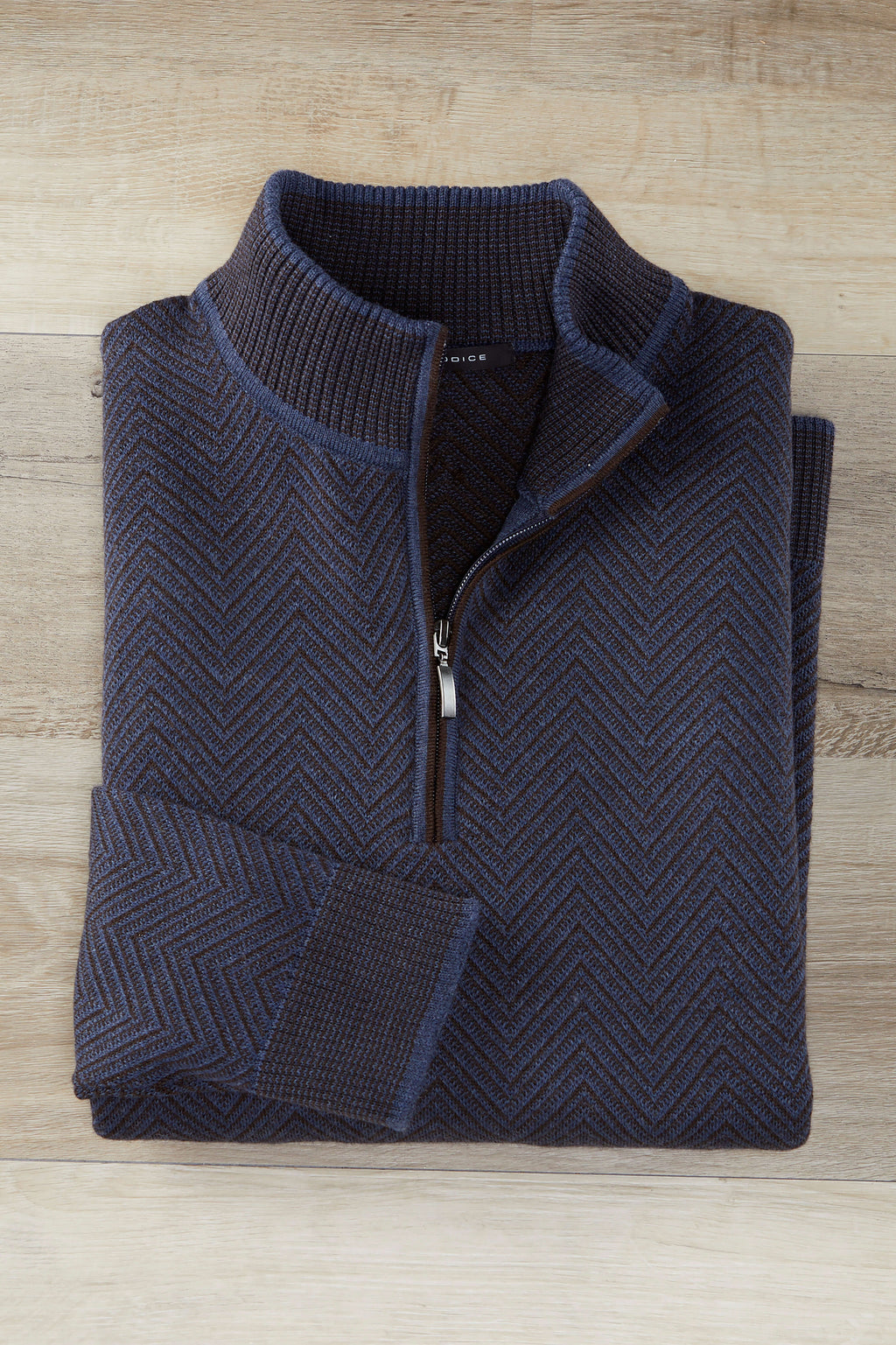 Patrick James Patrick James Wide Herringbone Mock 1/4 Zip Sweater