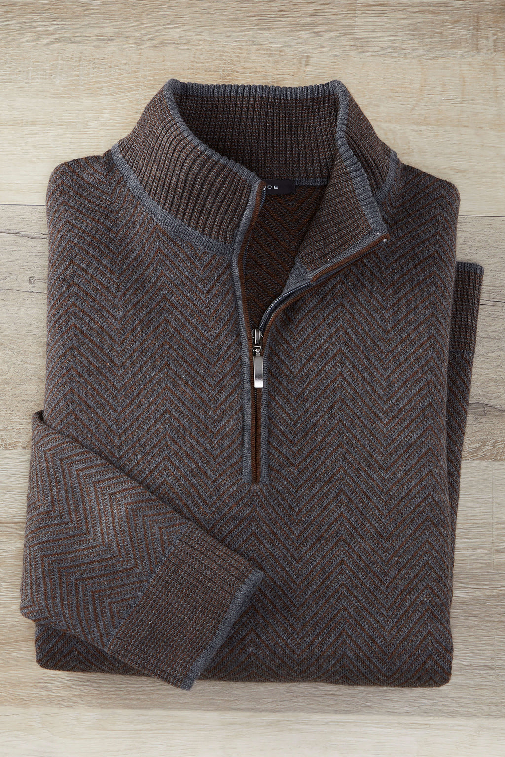 Patrick James Patrick James Wide Herringbone Mock 1/4 Zip Sweater