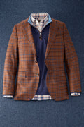 Patrick James Check 2 Button Sport Coat, Rust/Brown